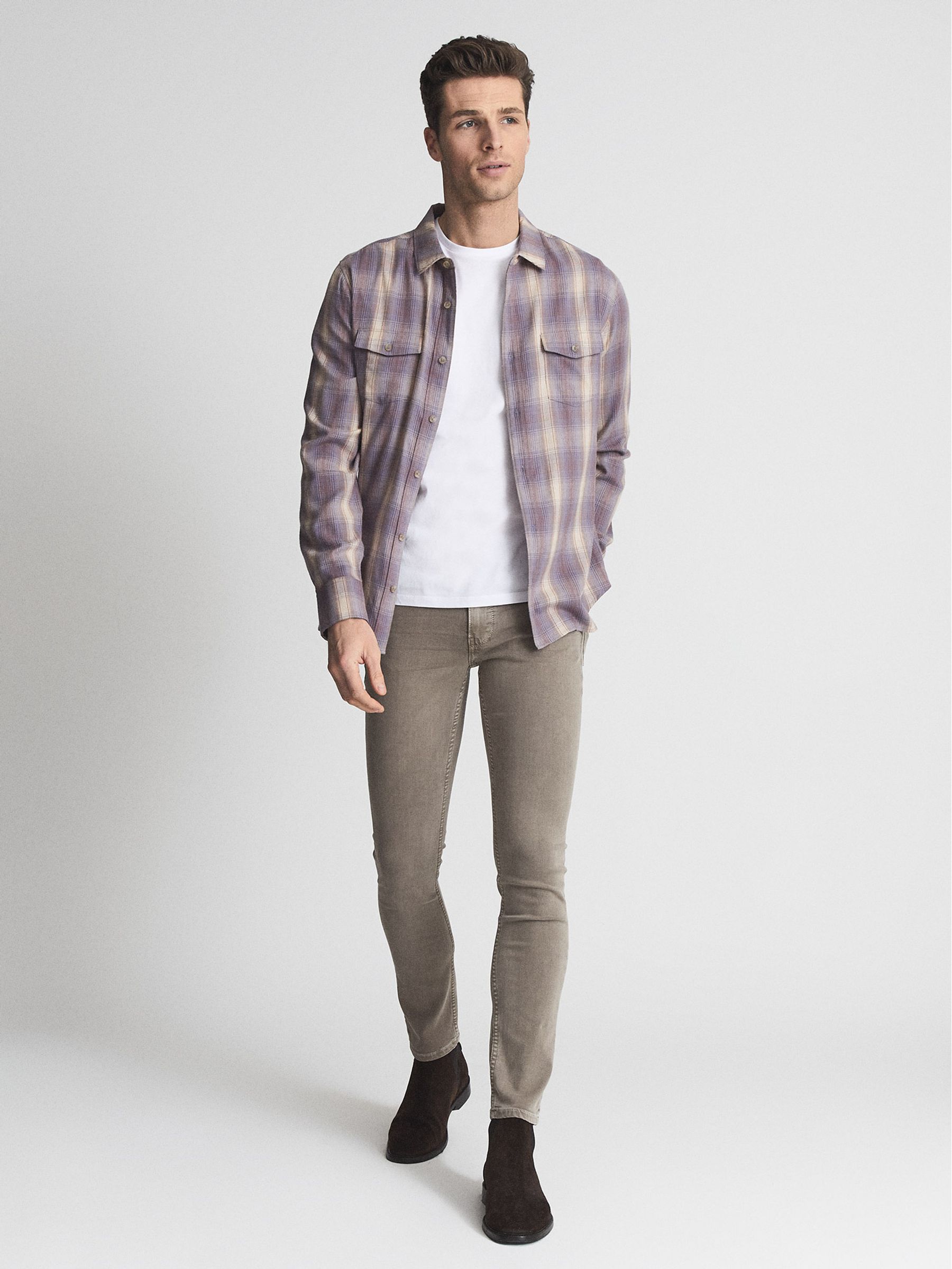 Paige High Stretch Slim Fit Jeans in Vintage Beige Ash - Image 1 of 6