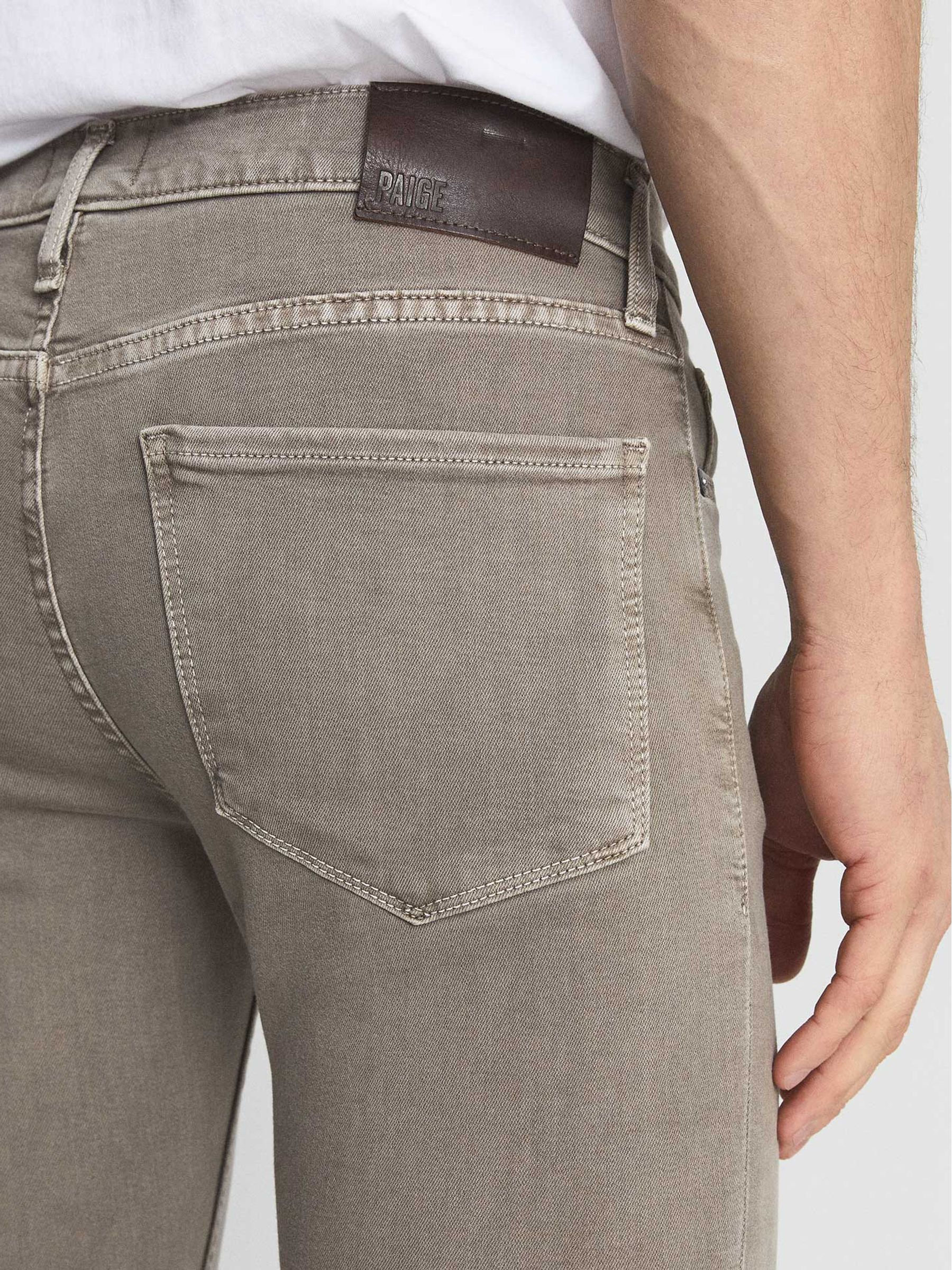 Paige High Stretch Slim Fit Jeans in Vintage Beige Ash - Image 6 of 6