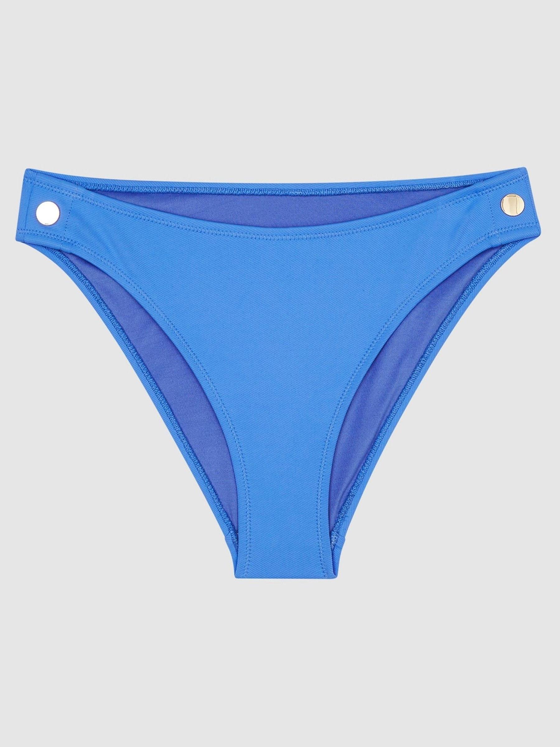 Button Detail Bikini Briefs in Blue - Image 2 of 6