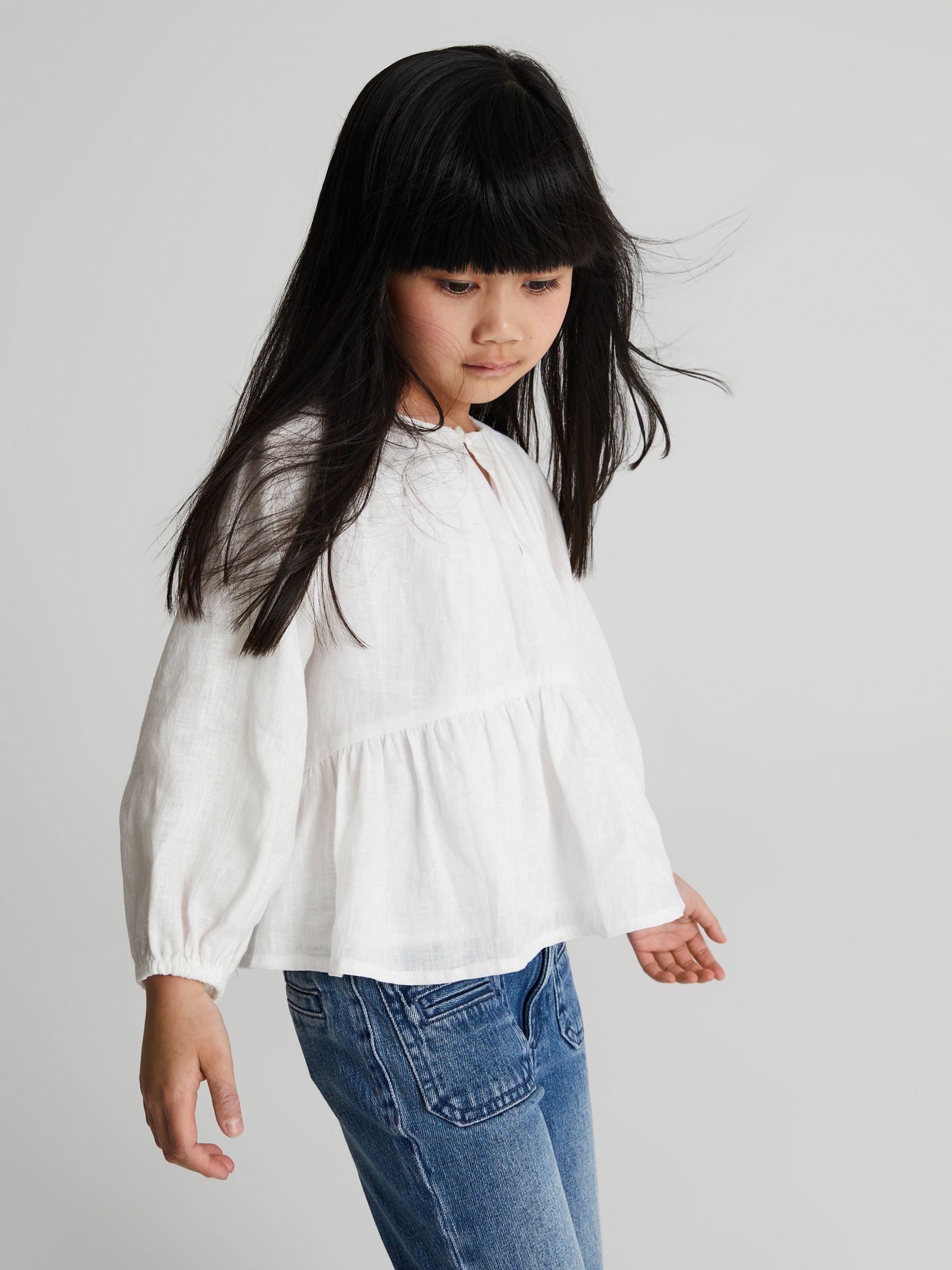 Long Sleeve Blouse in White - Image 1 of 8