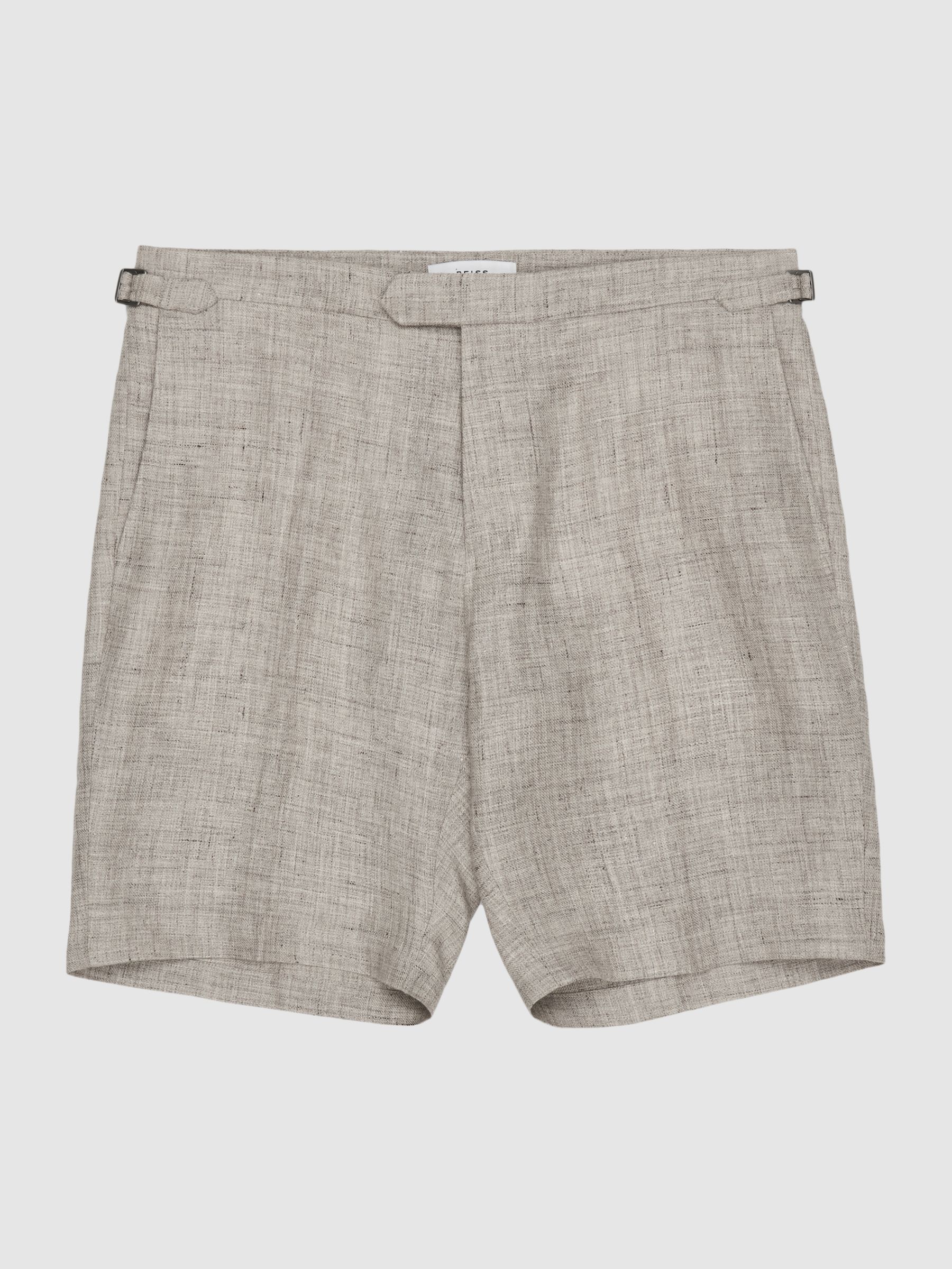 Tailored Linen Shorts in Oatmeal - Image 2 of 5 Tailored Linen Shorts in Oatmeal - Image 2 of 5