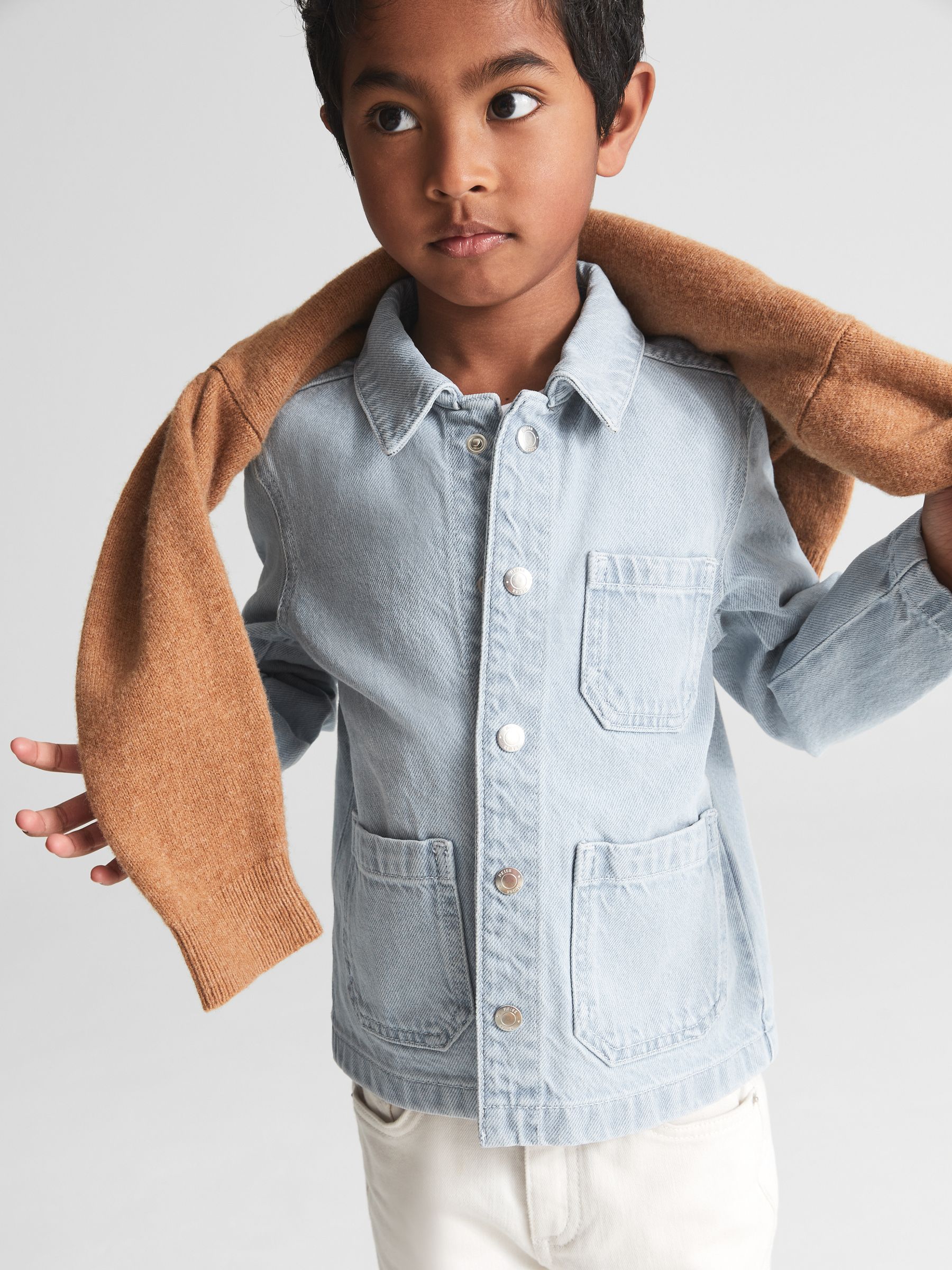 Denim Worker Jacket in Light Blue - Image 1 of 6