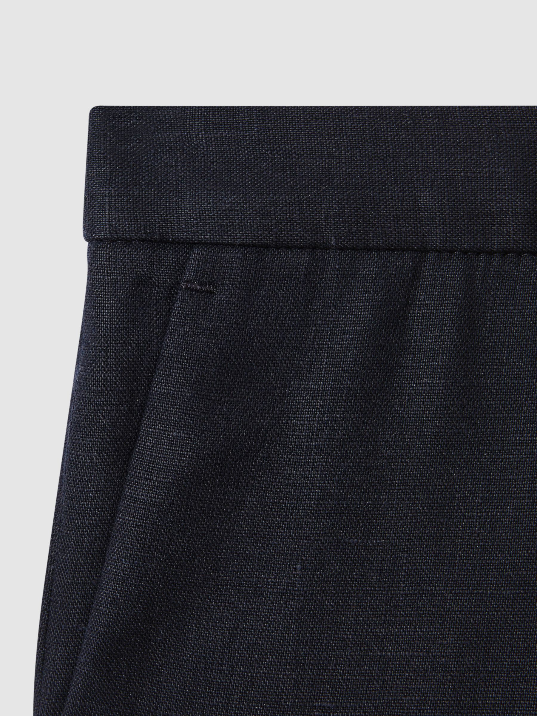 4-9 yrs Slim Fit Linen Adjustable Trousers in Navy - Image 4 of 4