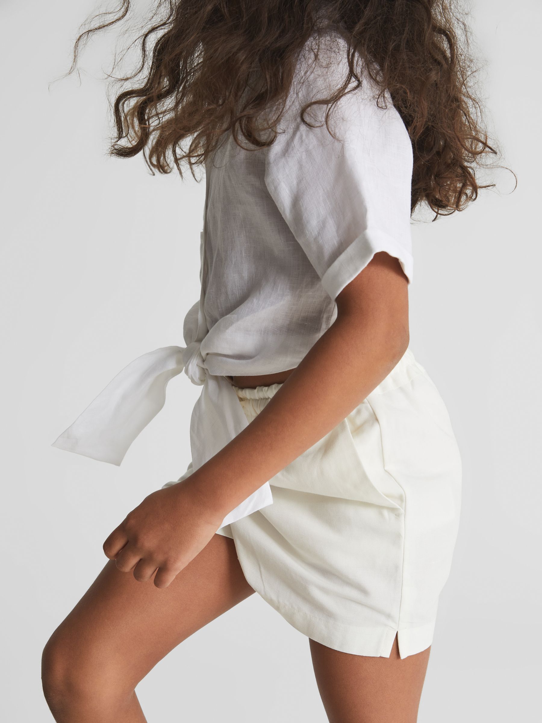 Linen Shorts in White - Image 3 of 5