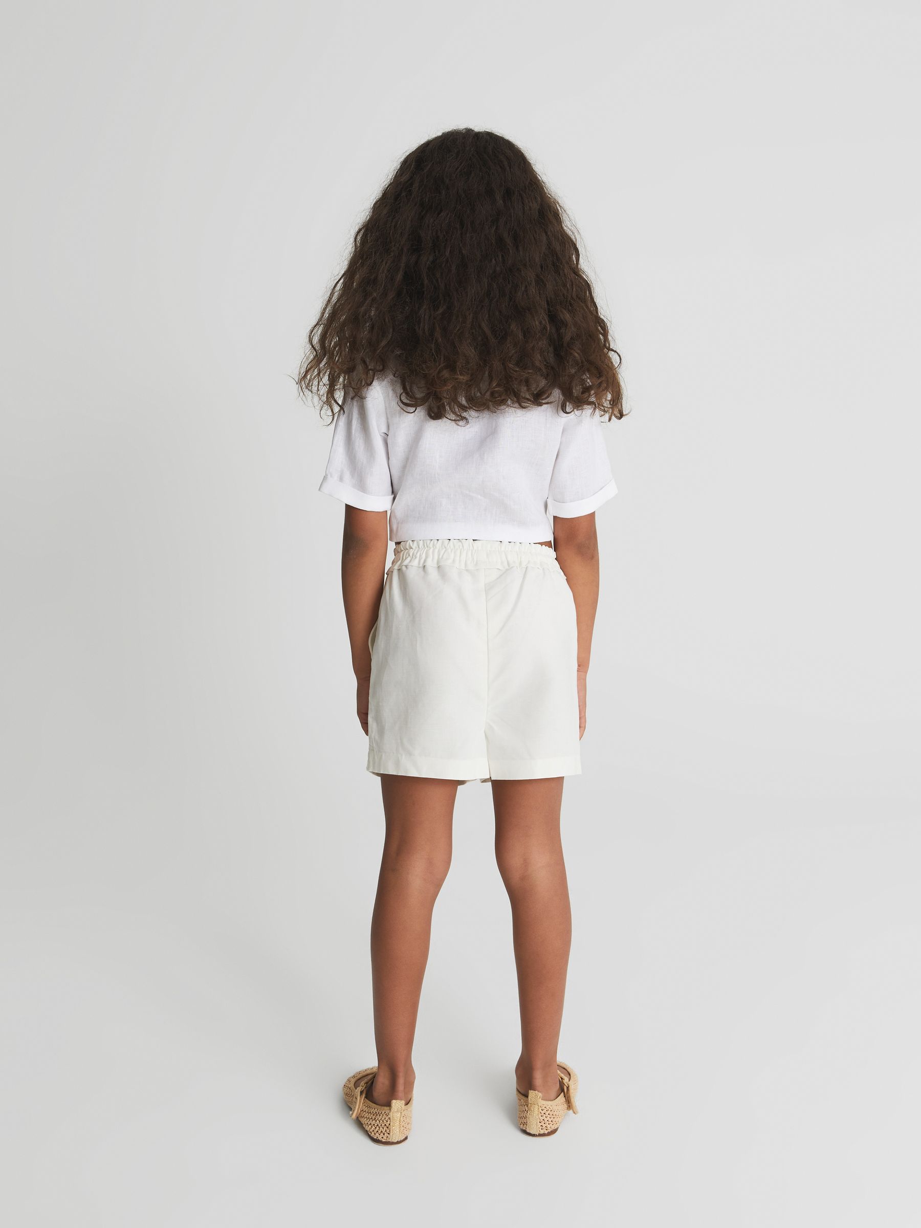 Linen Shorts in White - Image 4 of 5
