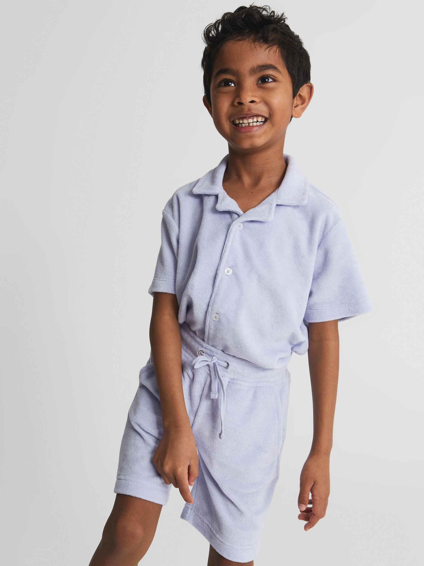 Towelling Shorts in Lilac - Image 1 of 5