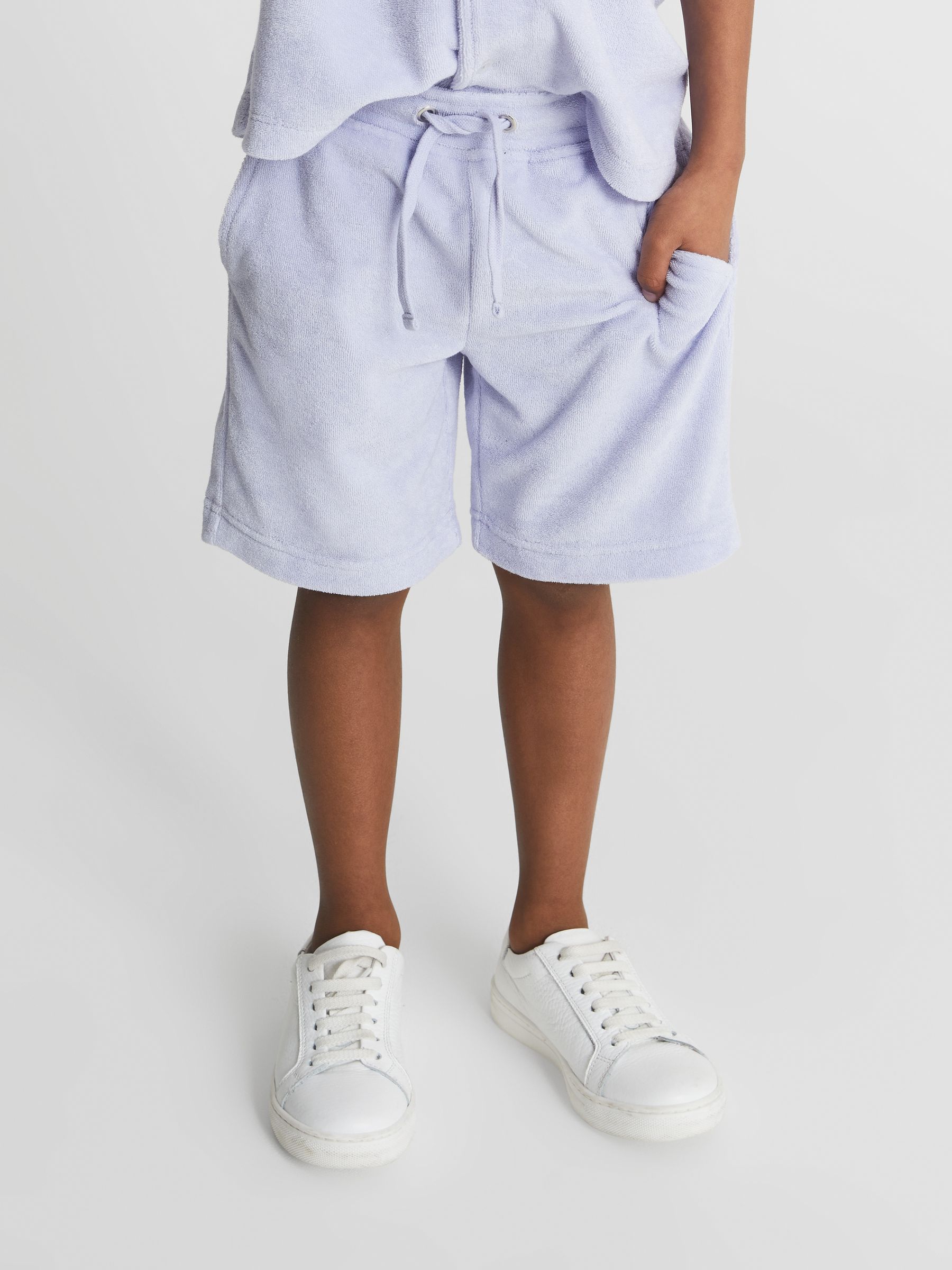 Towelling Shorts in Lilac - Image 3 of 5