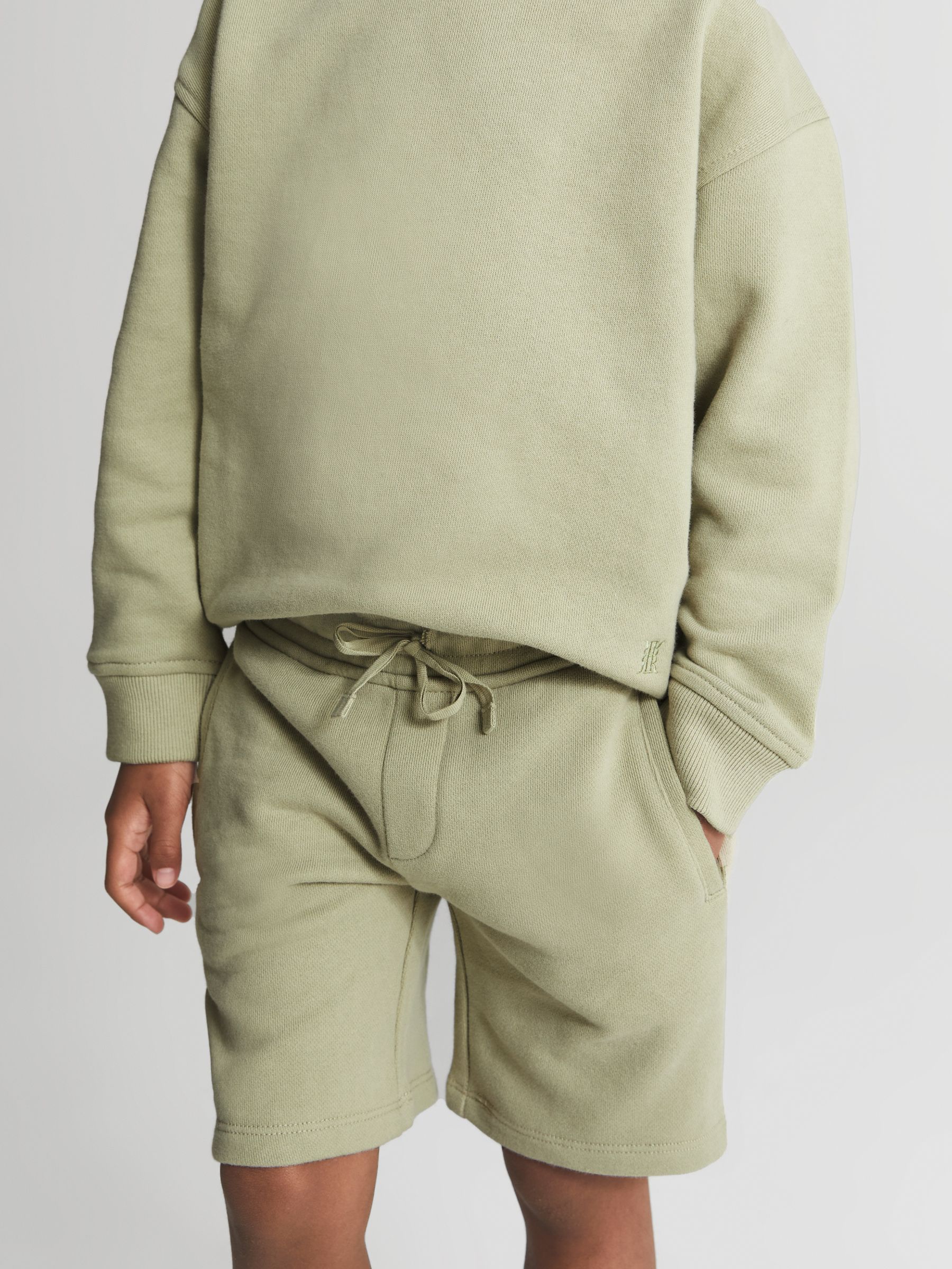 Drawstring Jersey Shorts in Sage - Image 1 of 7