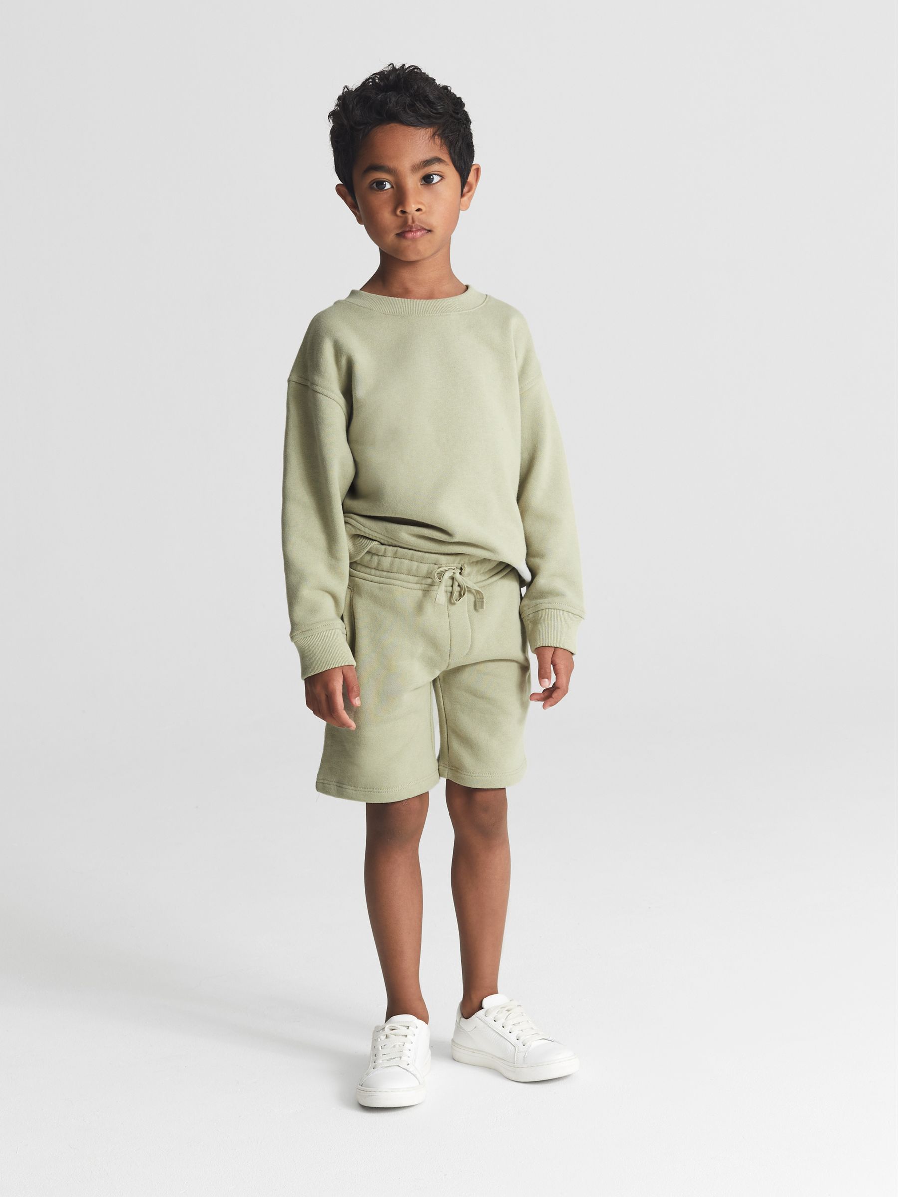 Drawstring Jersey Shorts in Sage - Image 3 of 7