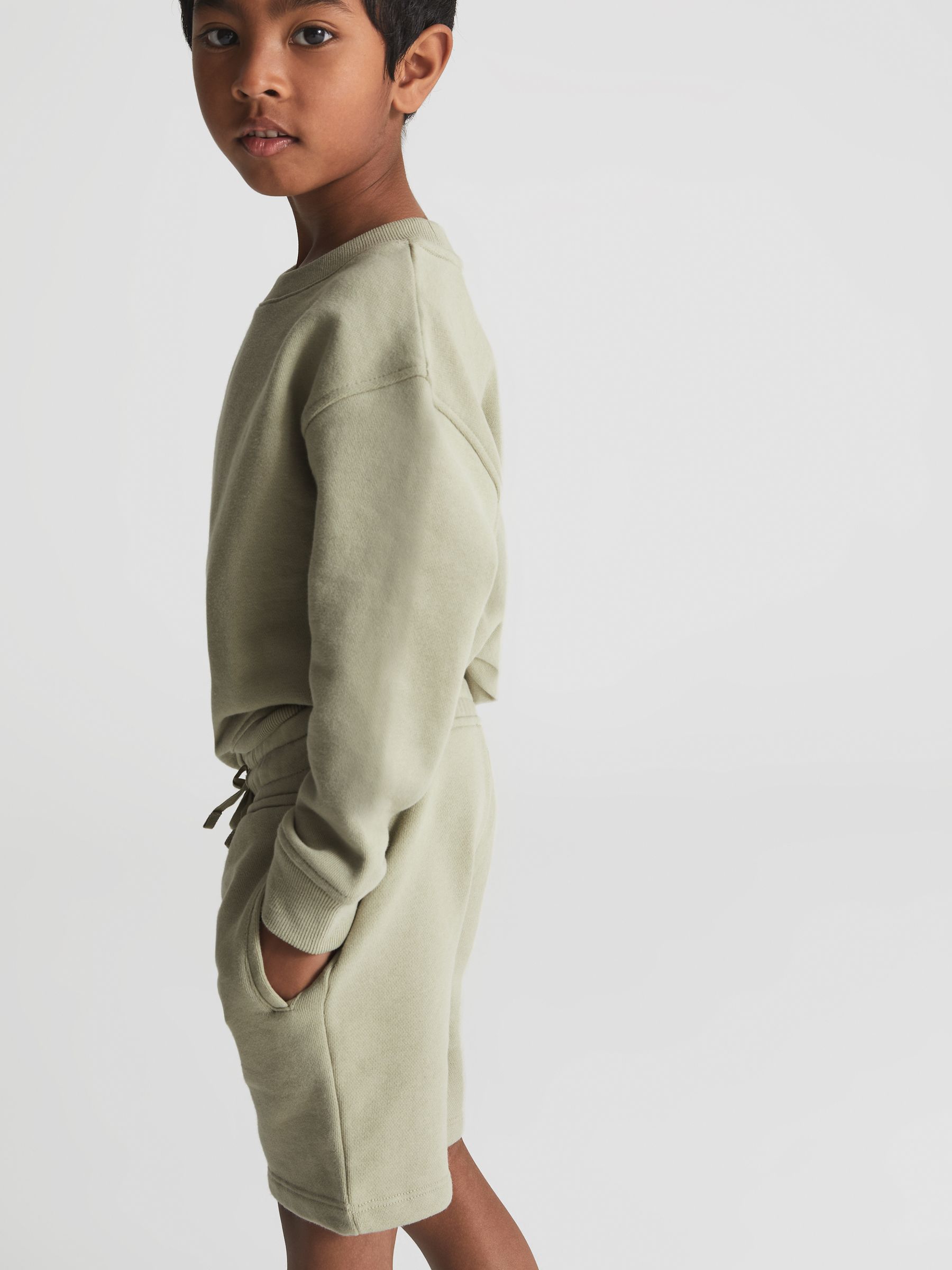 Drawstring Jersey Shorts in Sage - Image 6 of 7