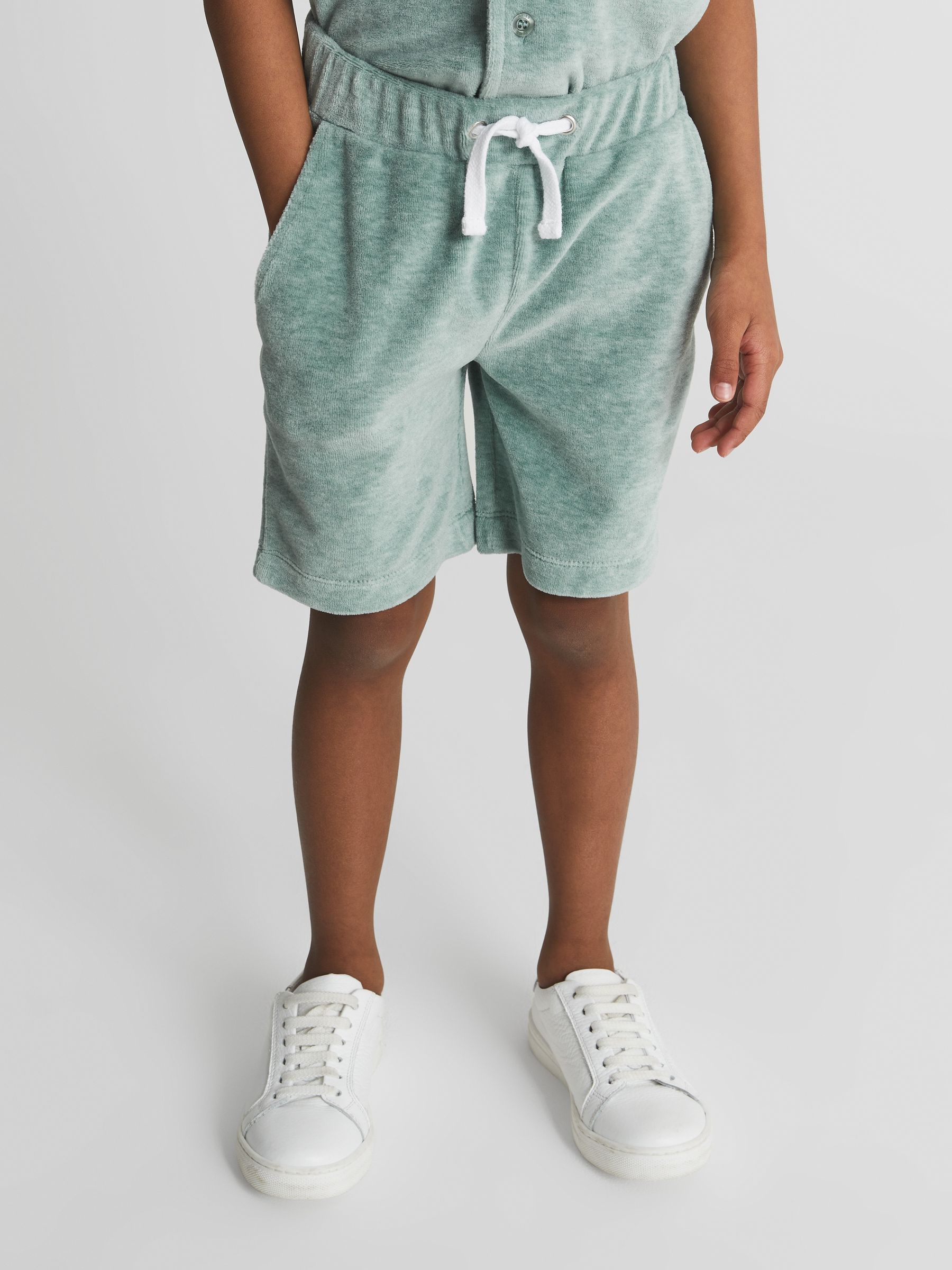 Towelling Shirt in Sage - Image 3 of 5