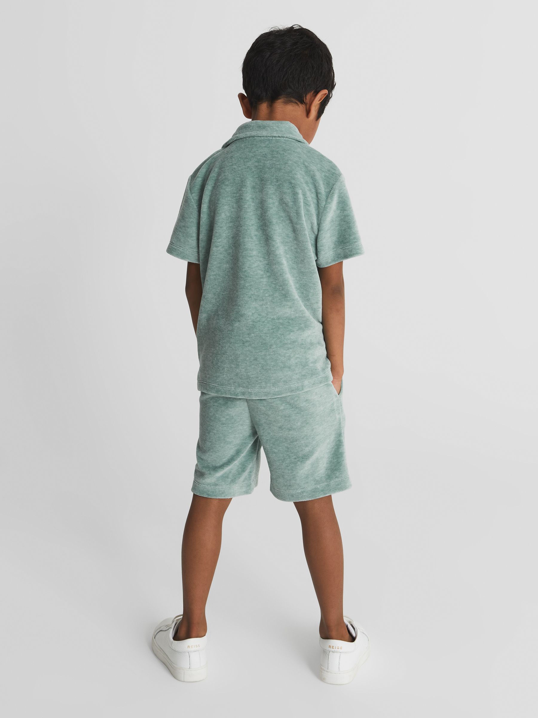 Towelling Shirt in Sage - Image 4 of 5