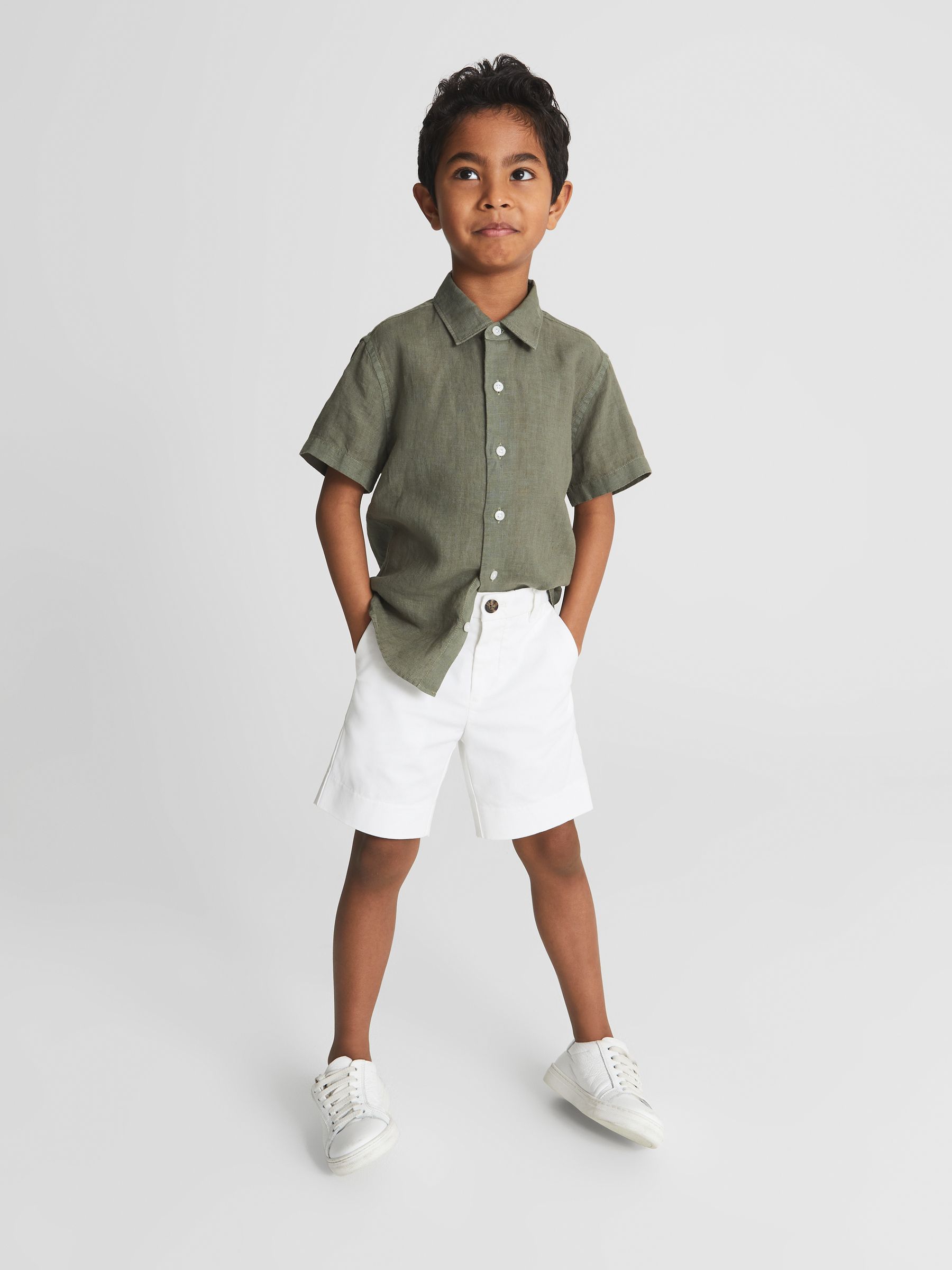 Junior Casual Chino Shorts in White - Image 1 of 6