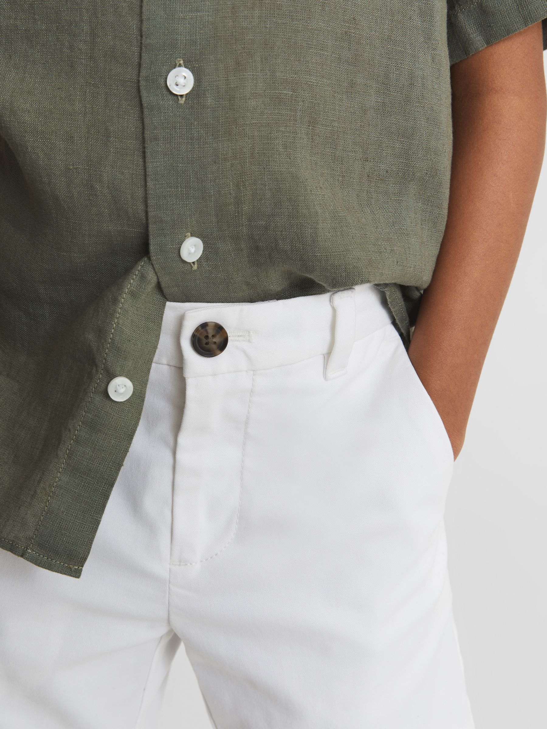 Junior Casual Chino Shorts in White - Image 5 of 6