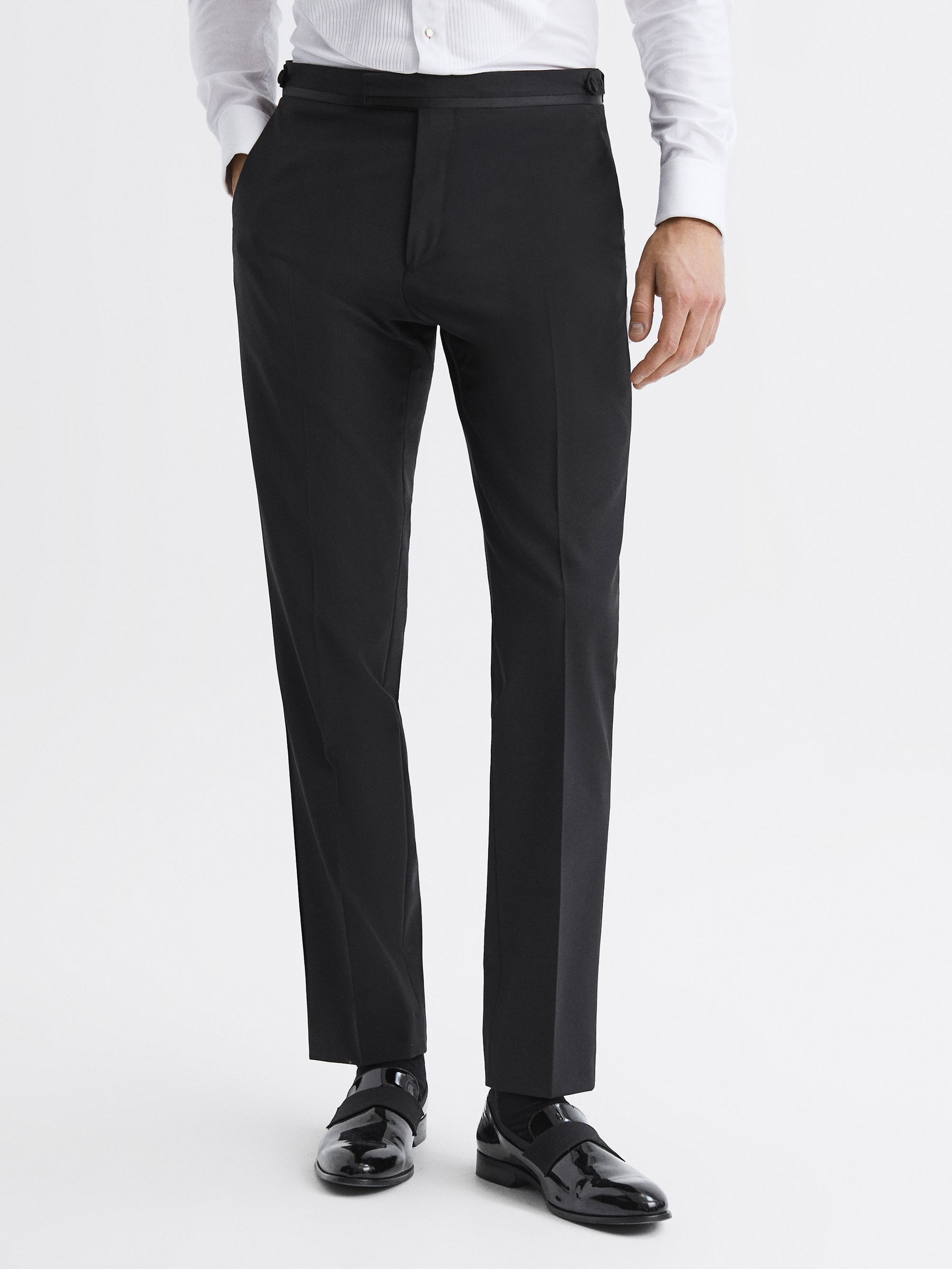 Modern Fit Tuxedo Trousers in Black - Image 1 of 5