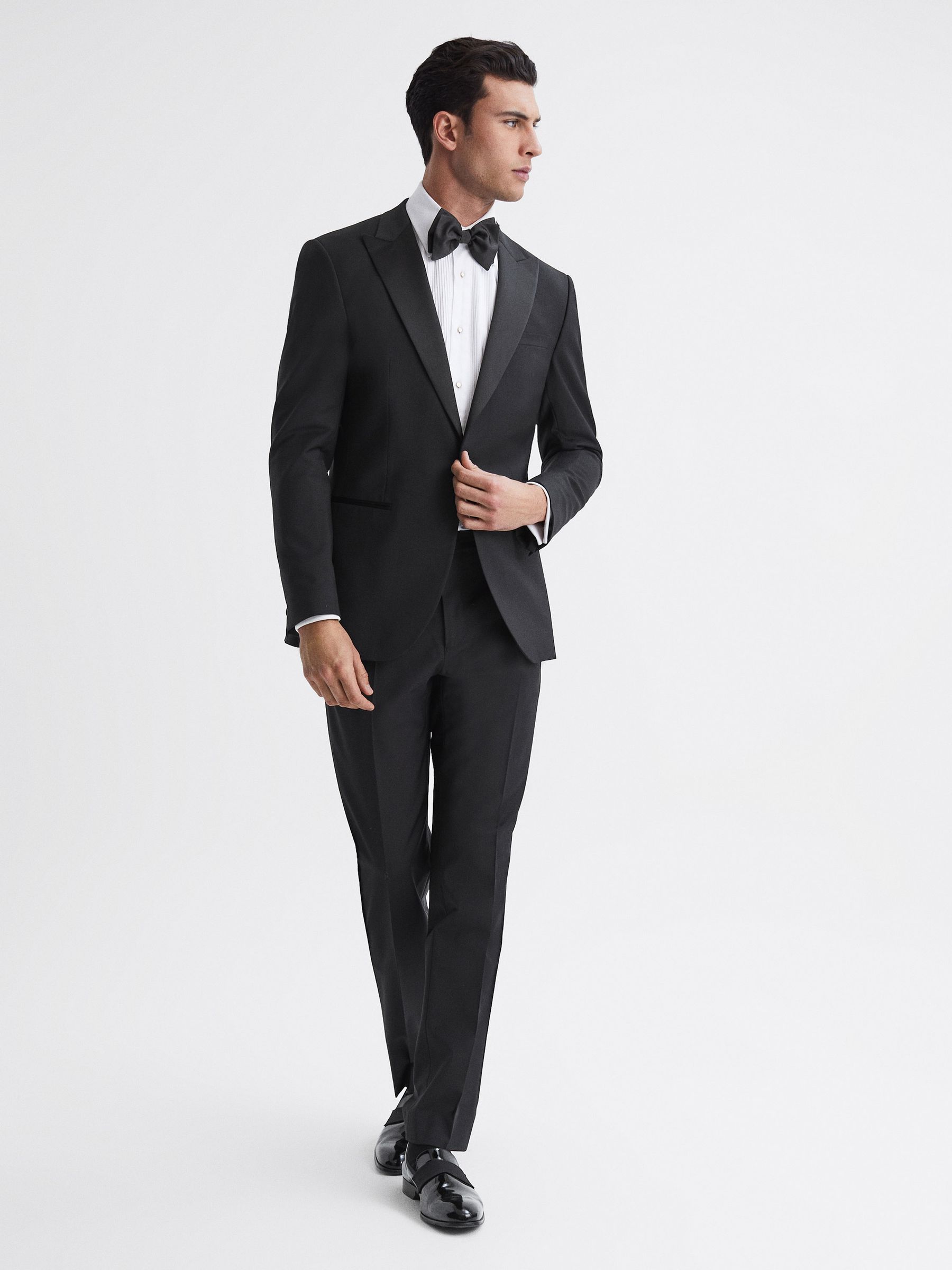 Modern Fit Tuxedo Trousers in Black - Image 3 of 5