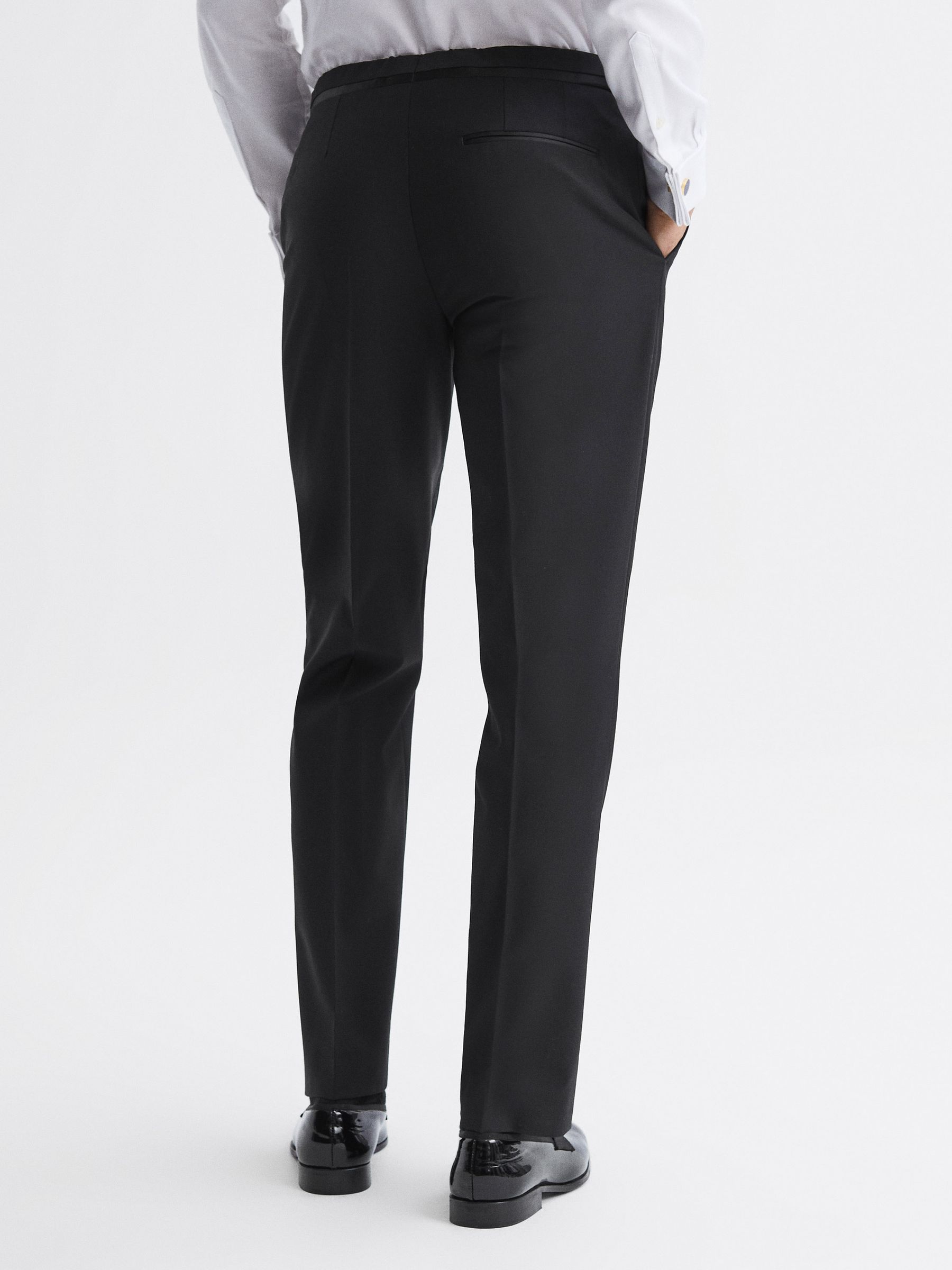 Modern Fit Tuxedo Trousers in Black - Image 5 of 5