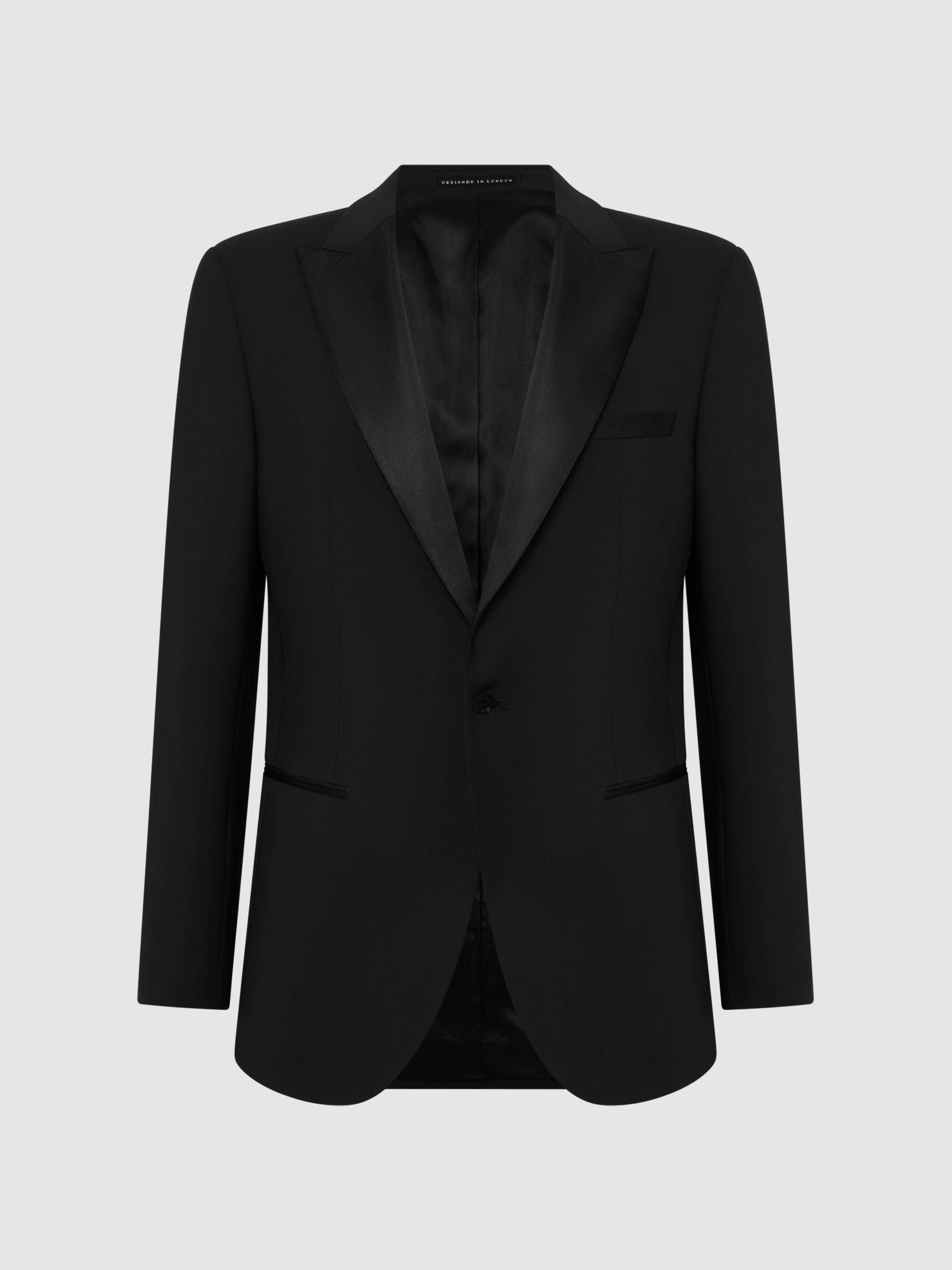 Modern Fit Satin Lapel Tuxedo Jacket in Black - Image 2 of 7