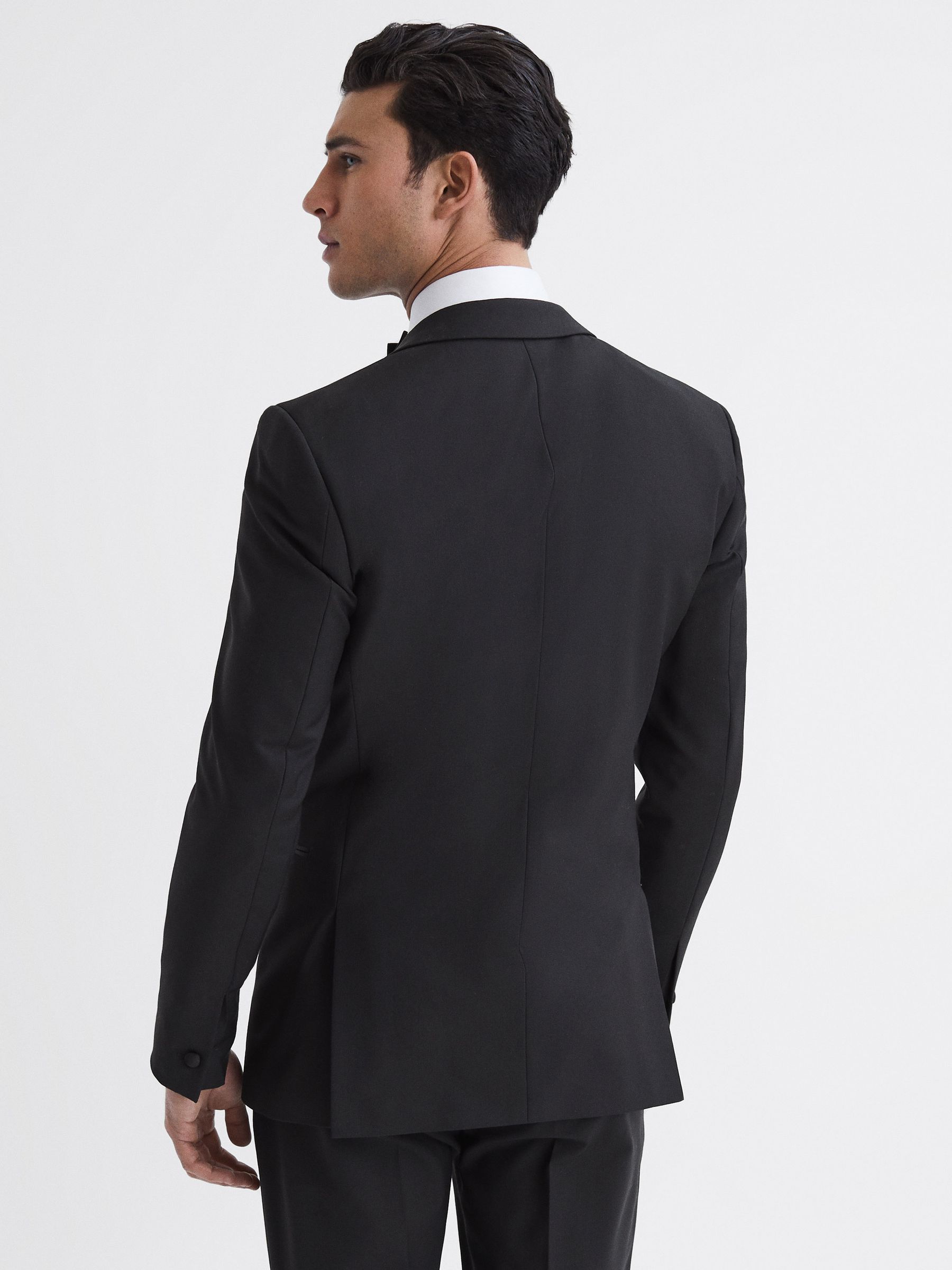Modern Fit Satin Lapel Tuxedo Jacket in Black - Image 5 of 7