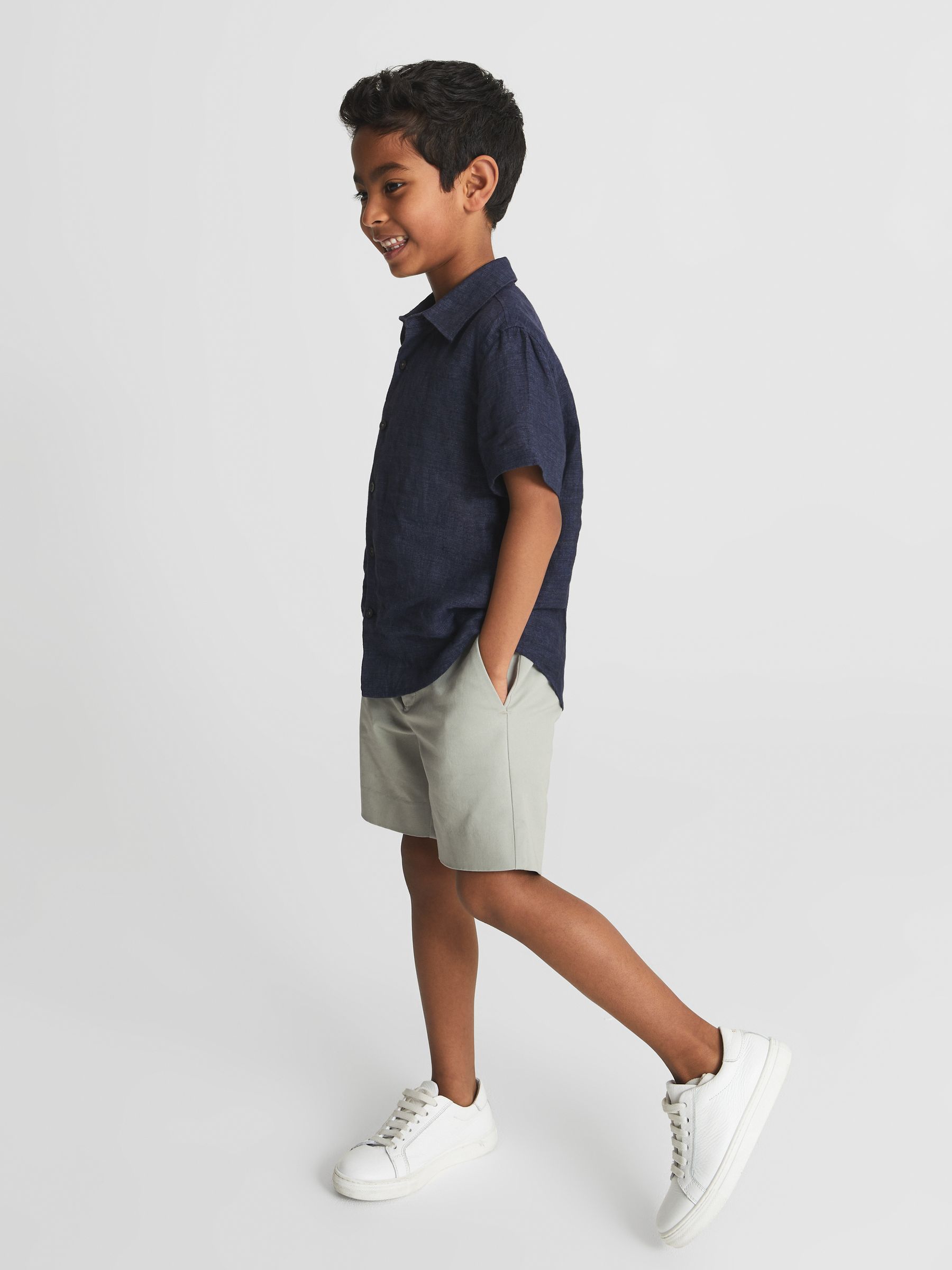 Junior Casual Chino Shorts in Sage - Image 1 of 5