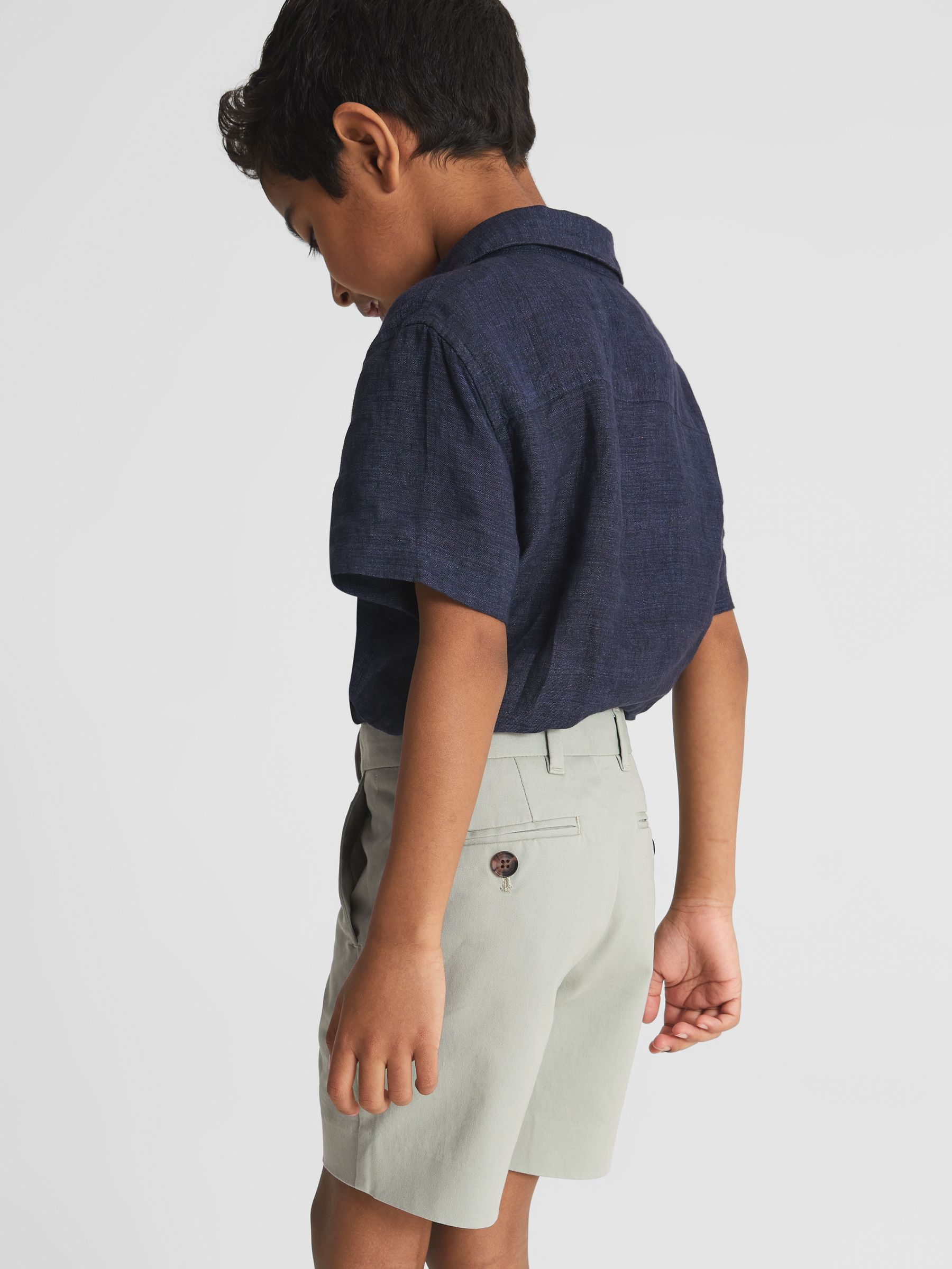 Junior Casual Chino Shorts in Sage - Image 3 of 5