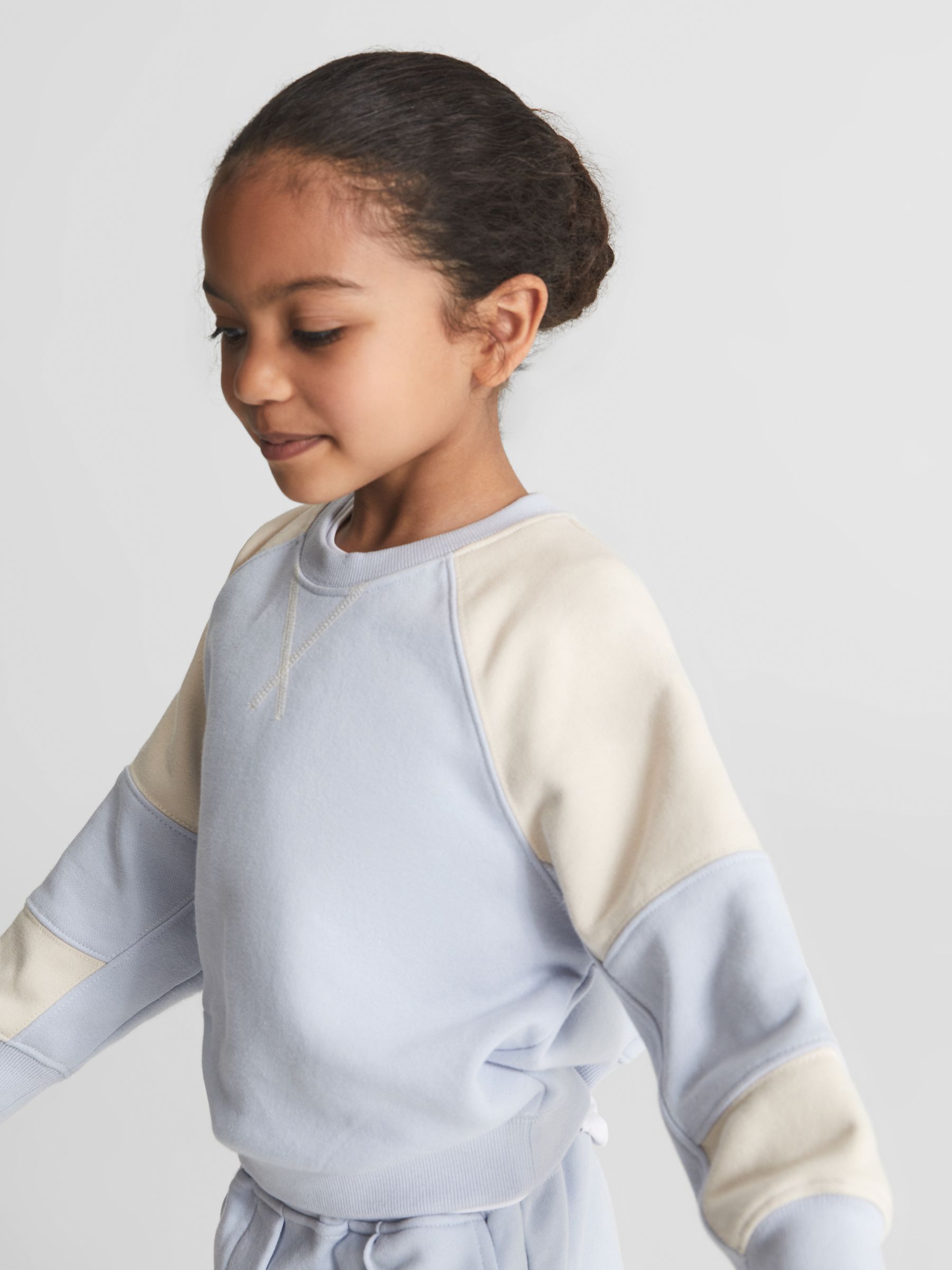 Colourblock Jersey Sweatshirt in Blue - Image 1 of 7