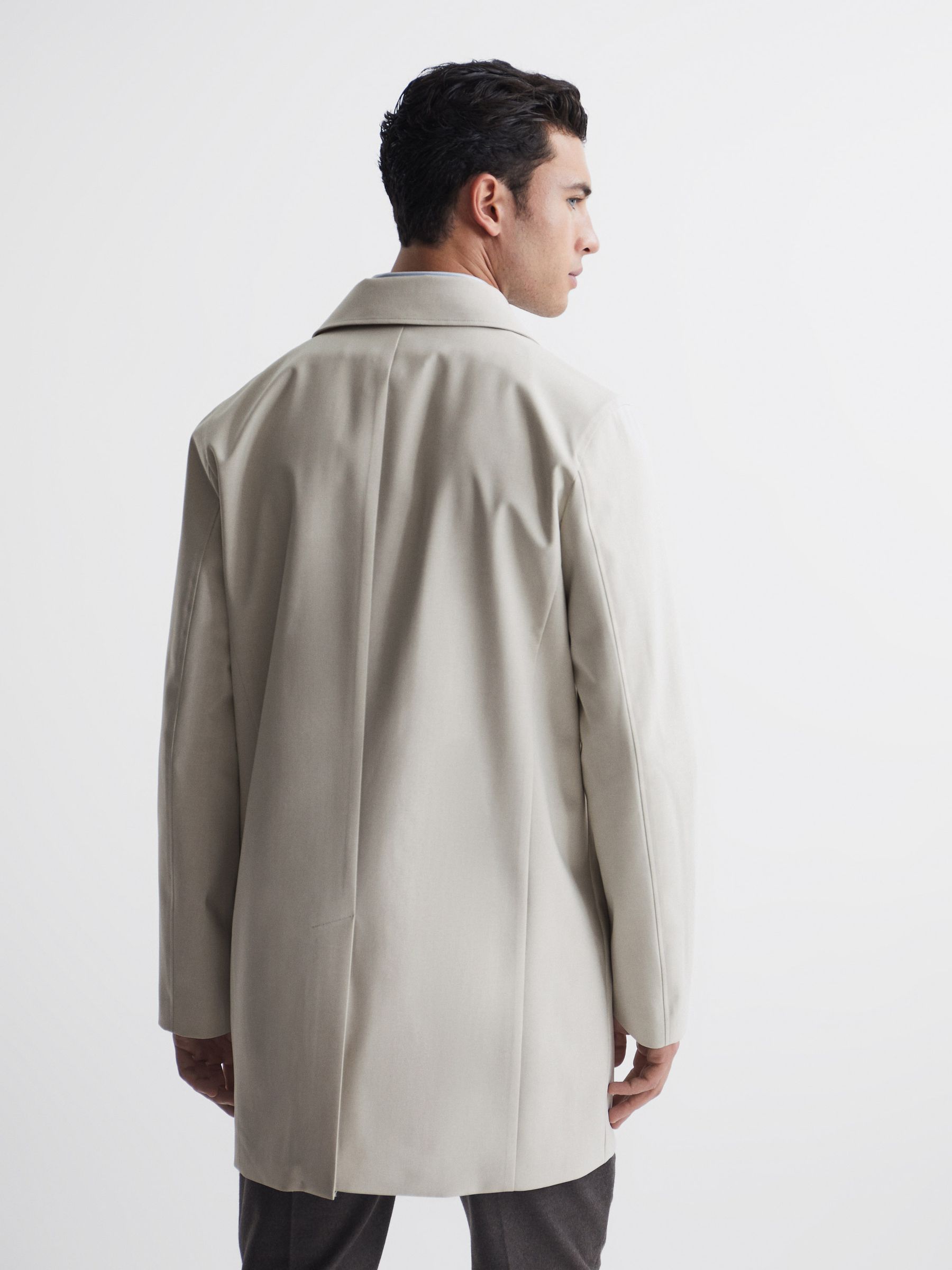 Coat With Removable Zip Neck Insert in Stone - Image 5 of 6