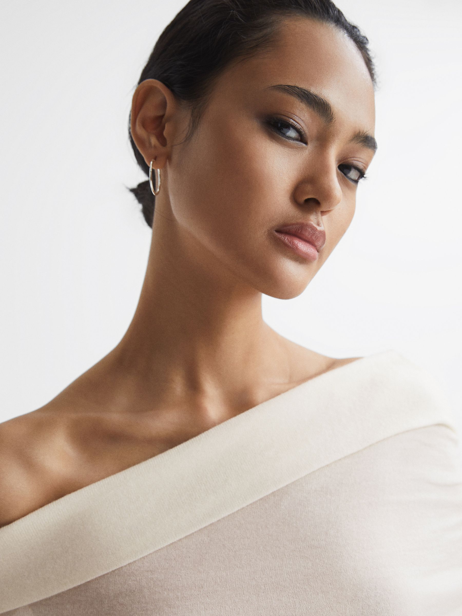 Off Shoulder Wool Top in Cream - Image 6 of 12