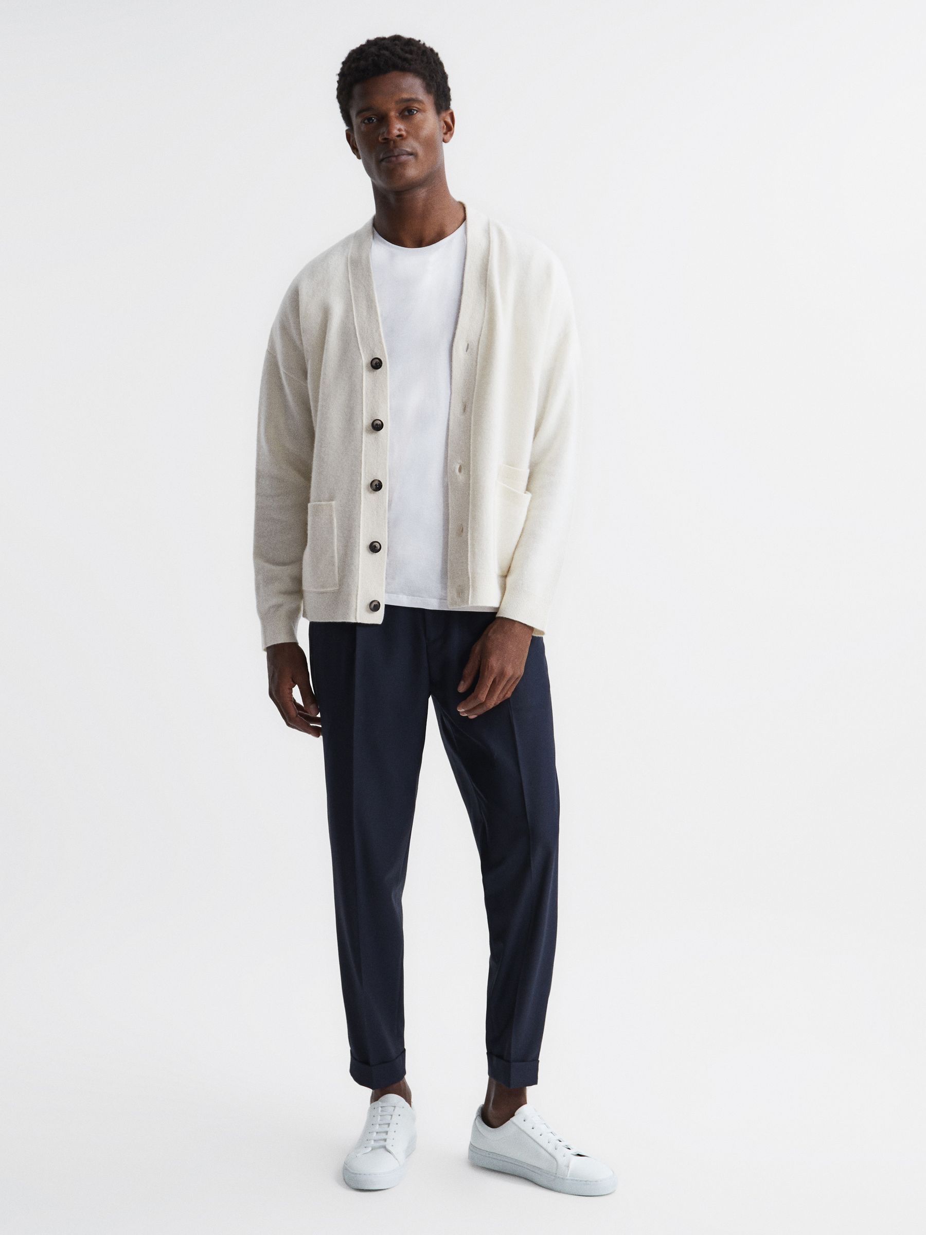 Merino Blend Cardigan in Ecru - Image 3 of 7