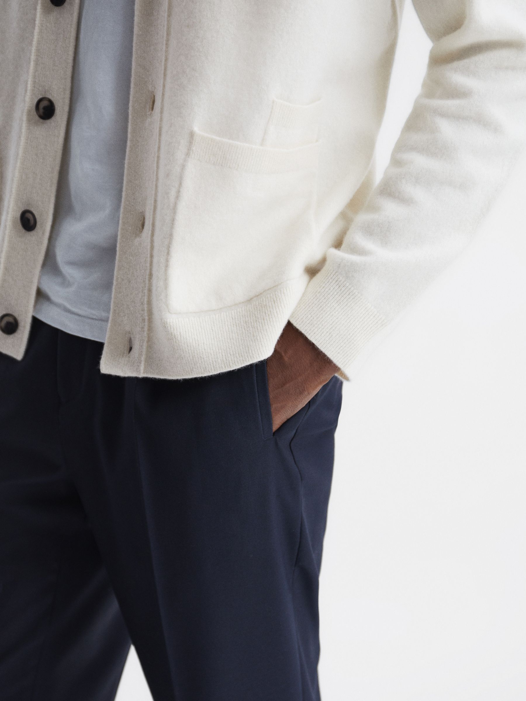 Merino Blend Cardigan in Ecru - Image 4 of 7