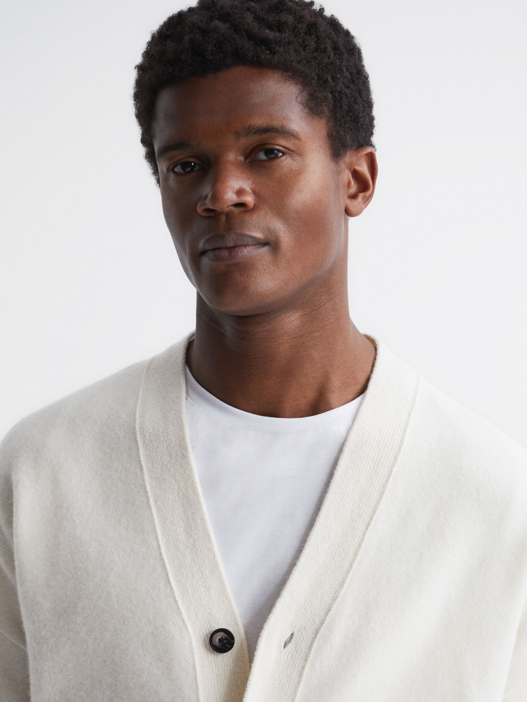 Merino Blend Cardigan in Ecru - Image 6 of 7