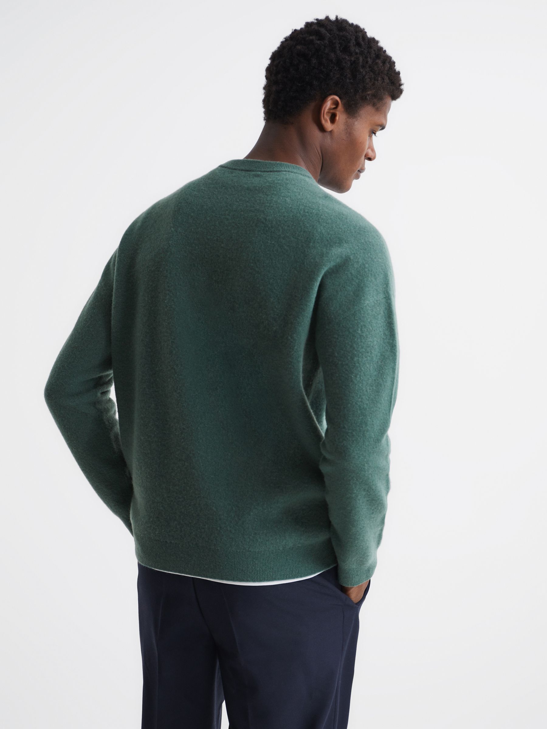 Merino Blend Crew Neck Jumper in Pine Green - Image 5 of 6