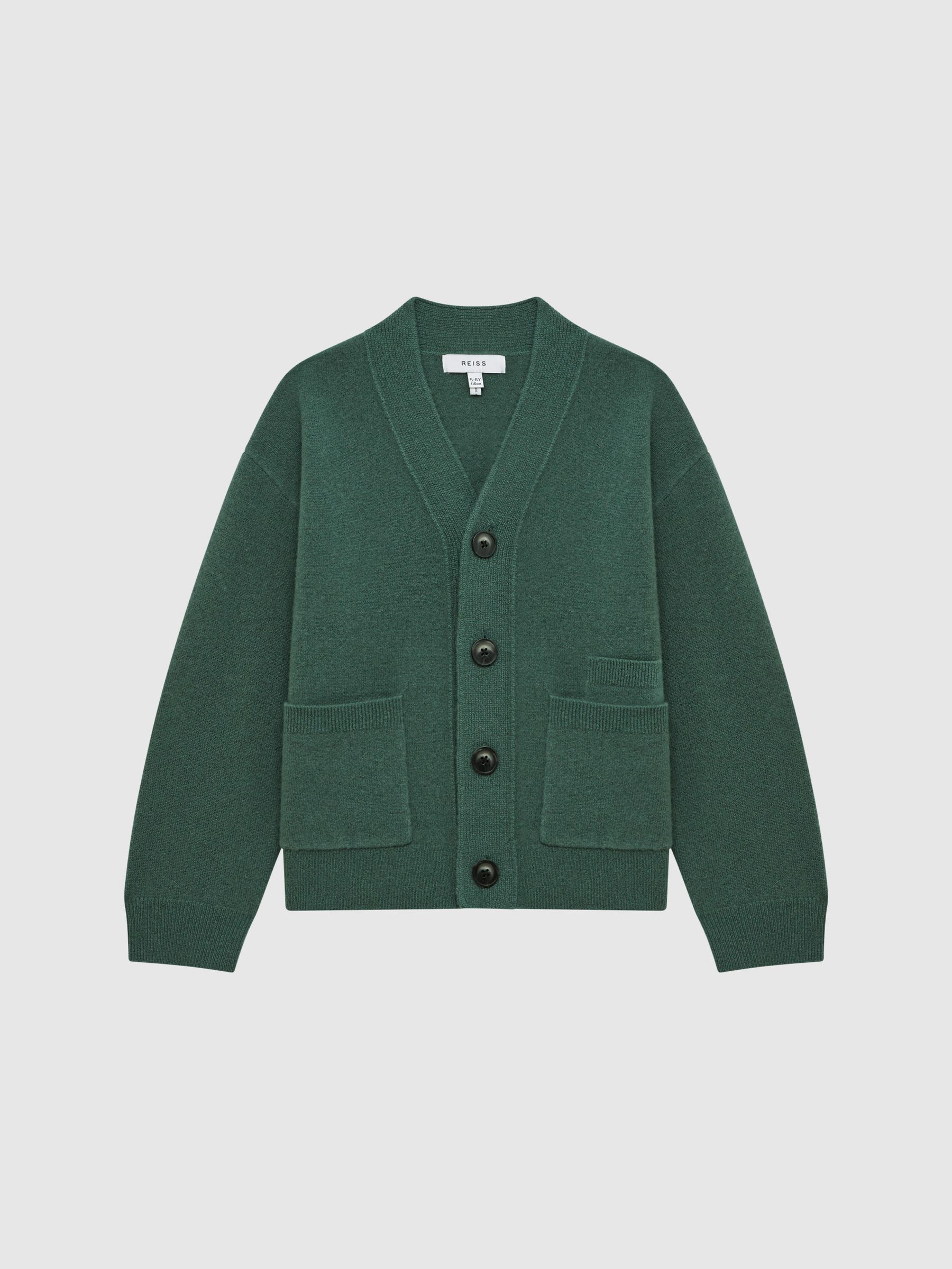 Junior Wool Blend Cardigan in Pine Green - Image 2 of 7
