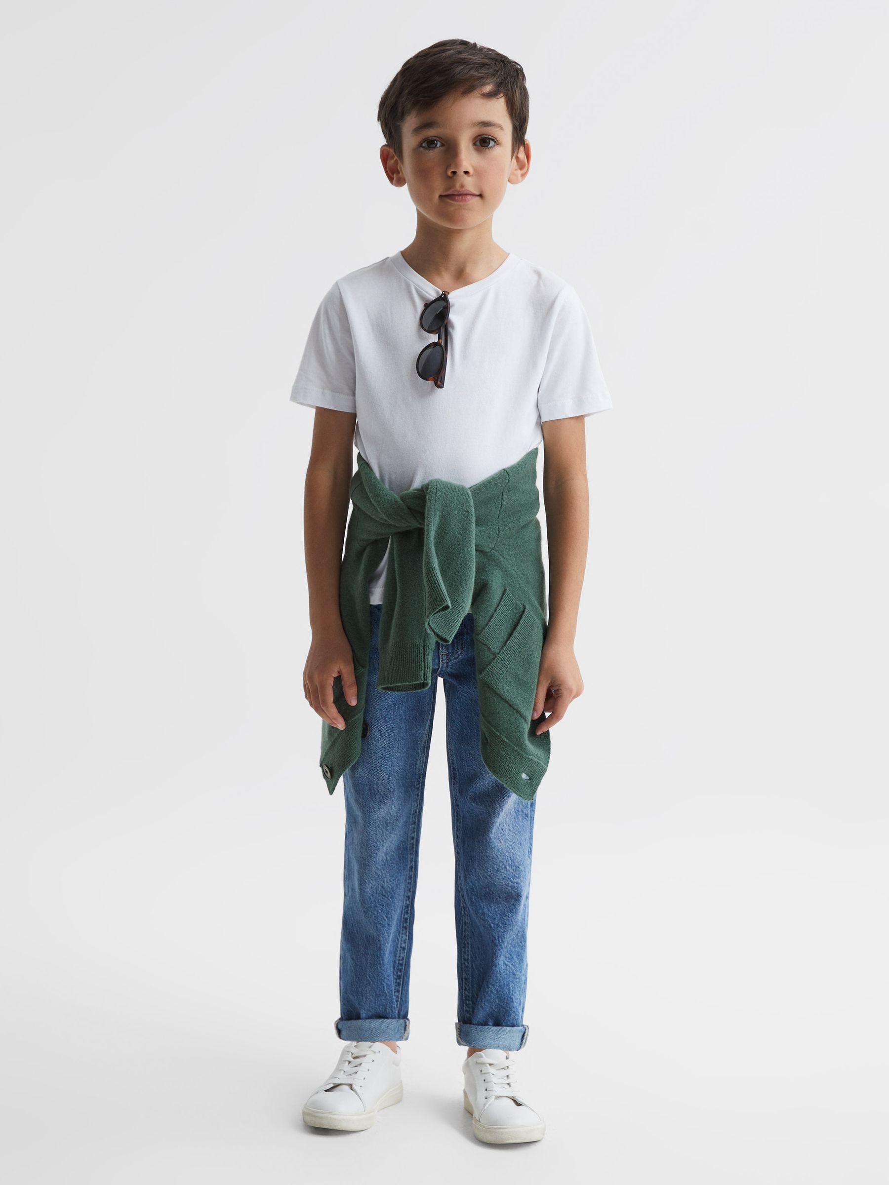 Junior Wool Blend Cardigan in Pine Green - Image 6 of 7