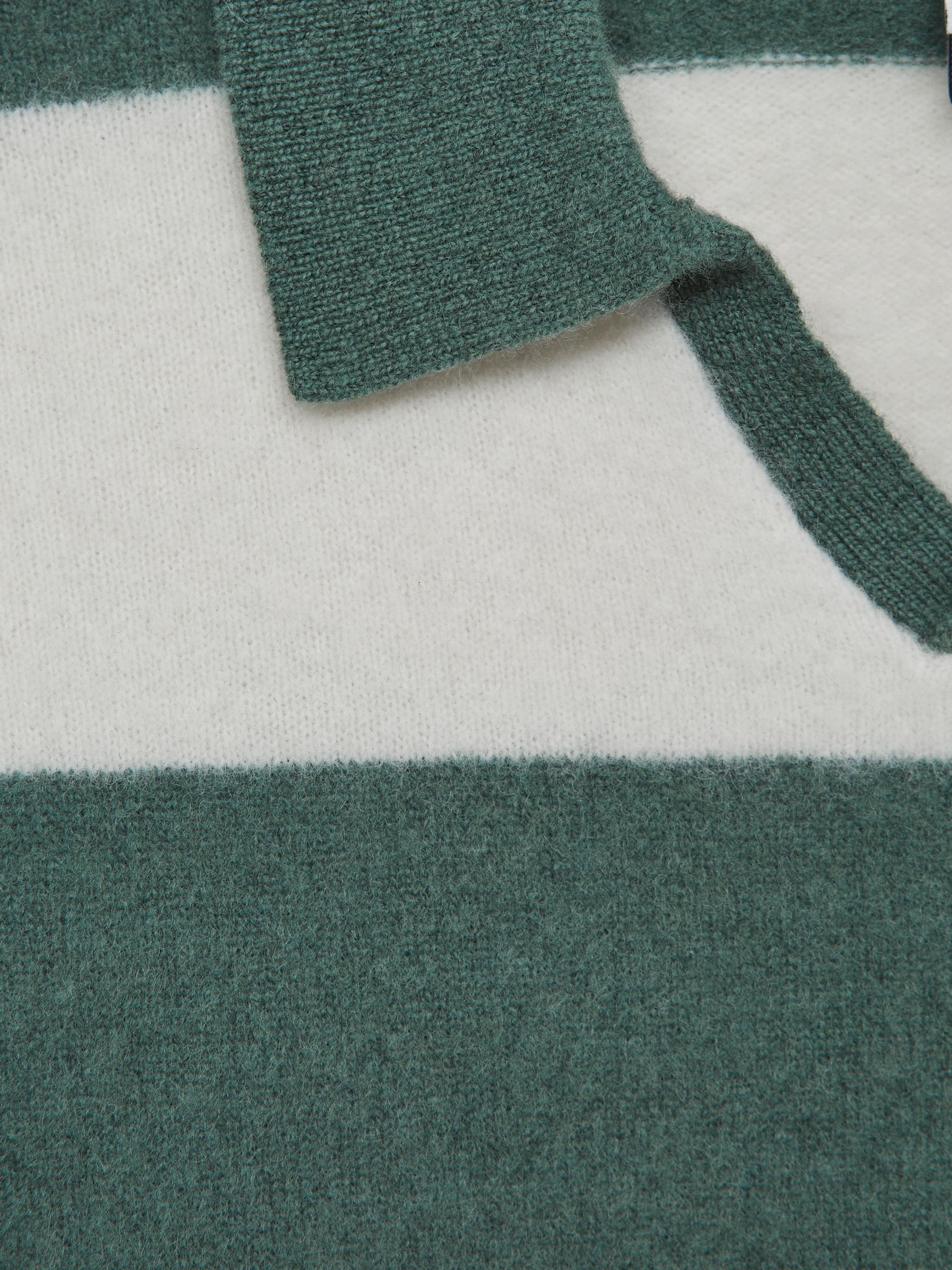 Striped Wool Jumper in Pine Green/Ecru - Image 6 of 6
