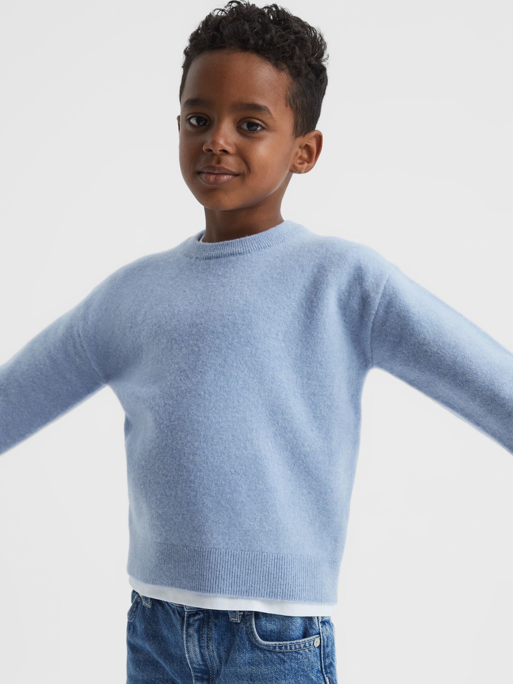 Senior Merino Jumper in Soft Blue - Image 3 of 5