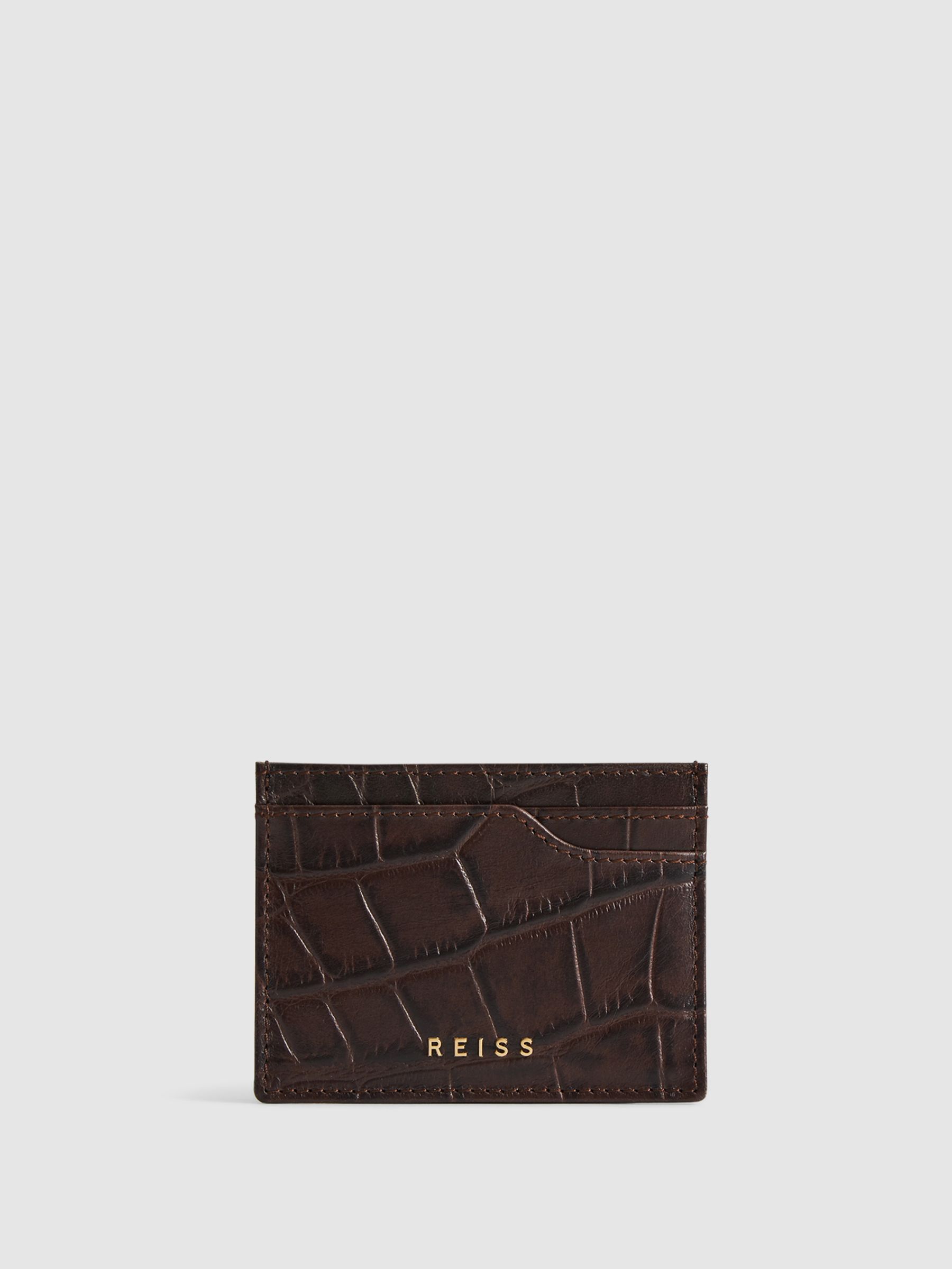 Leather Card Holder in Chocolate - Image 1 of 5