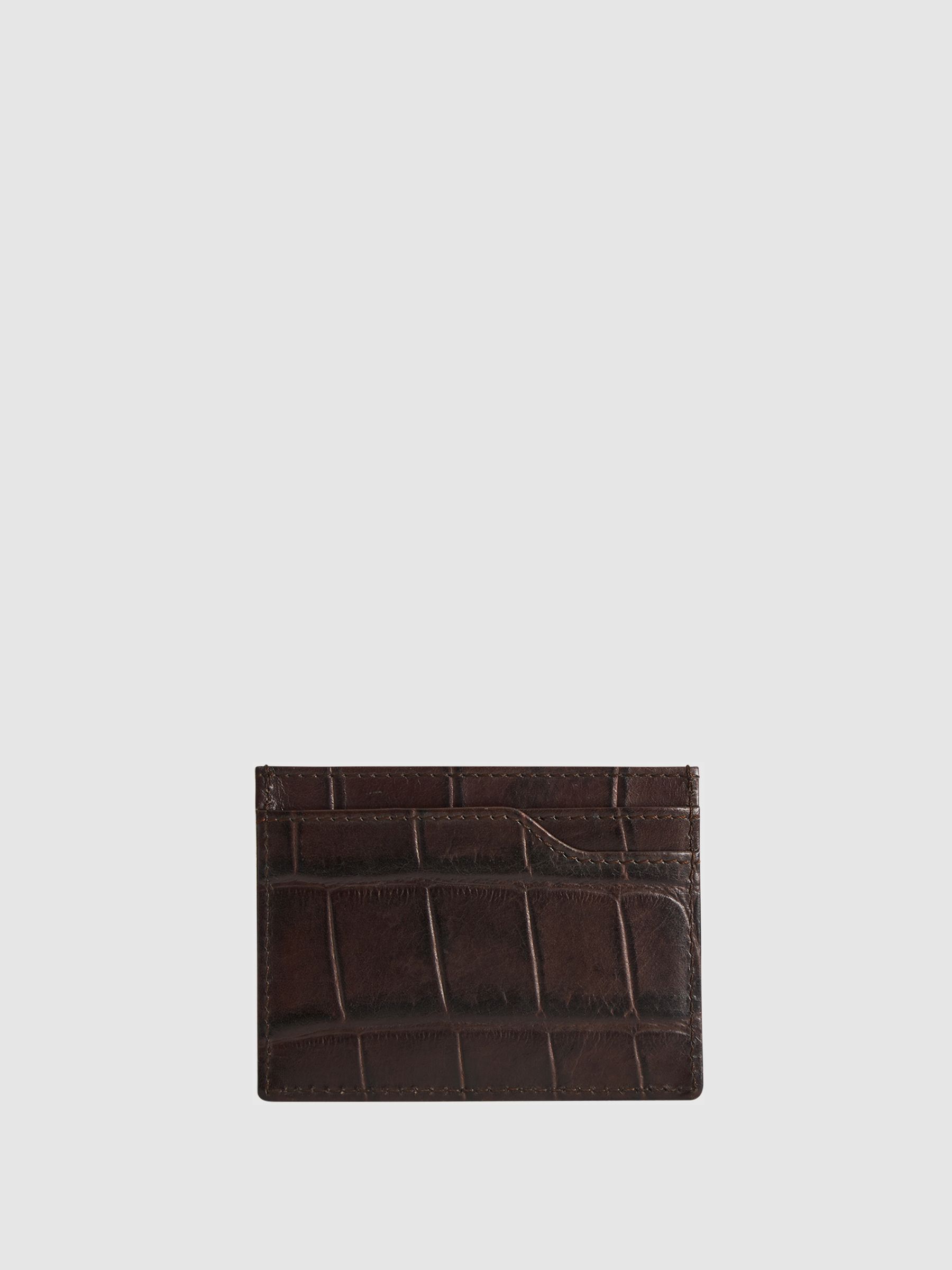 Leather Card Holder in Chocolate - Image 2 of 5