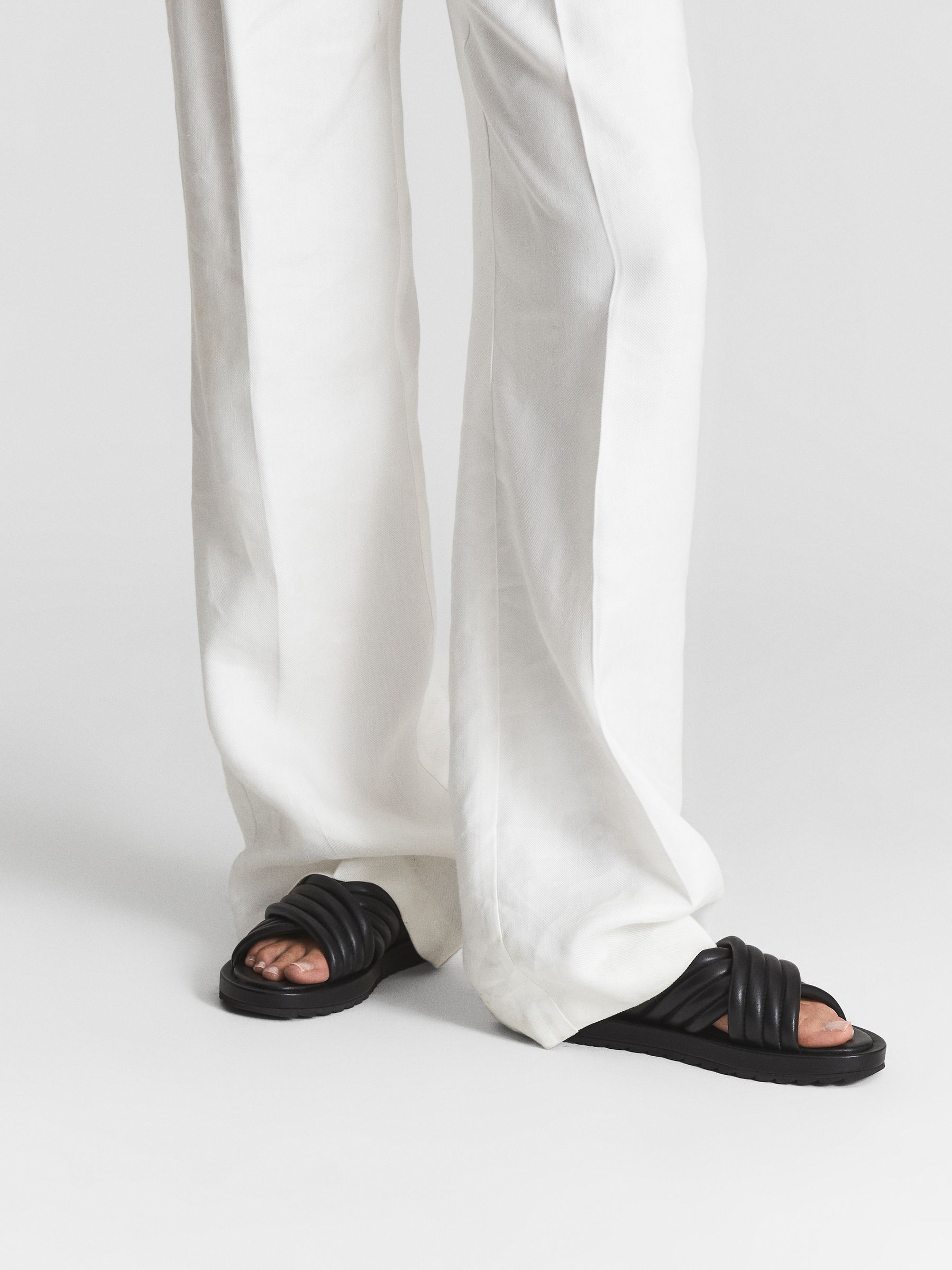 Leather Sliders in Black - Image 1 of 9