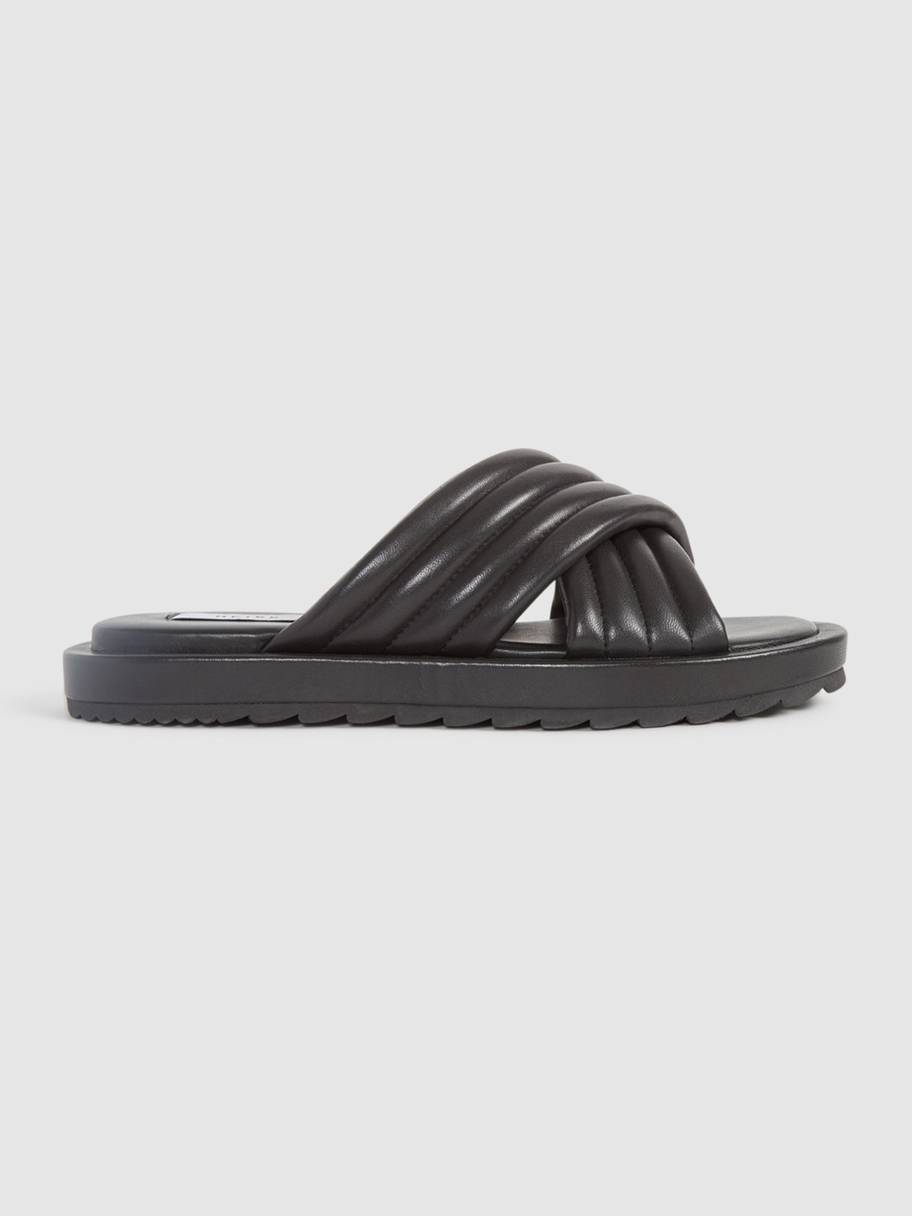 Leather Sliders in Black - Image 2 of 9