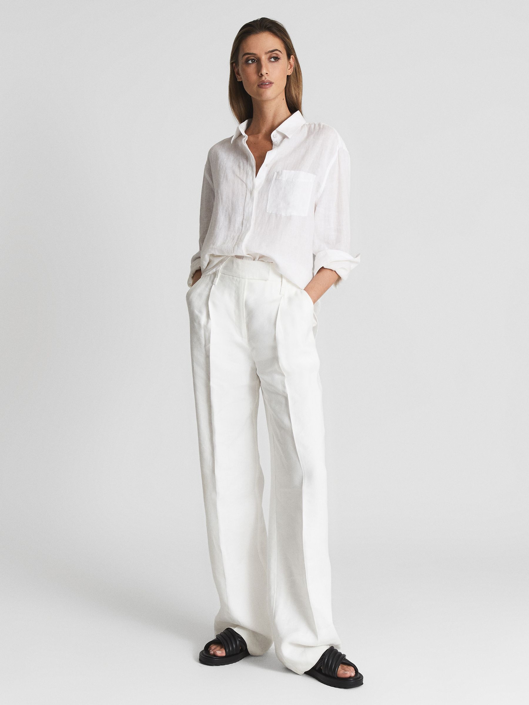 Leather Sliders in Black - Image 3 of 9