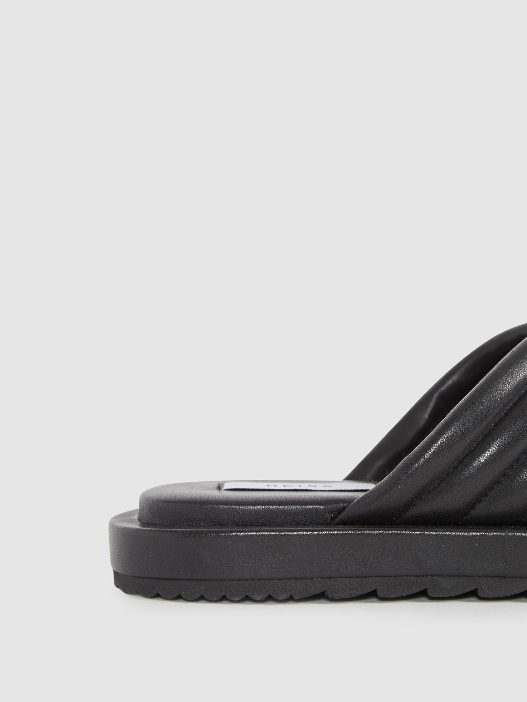 Leather Sliders in Black - Image 6 of 9