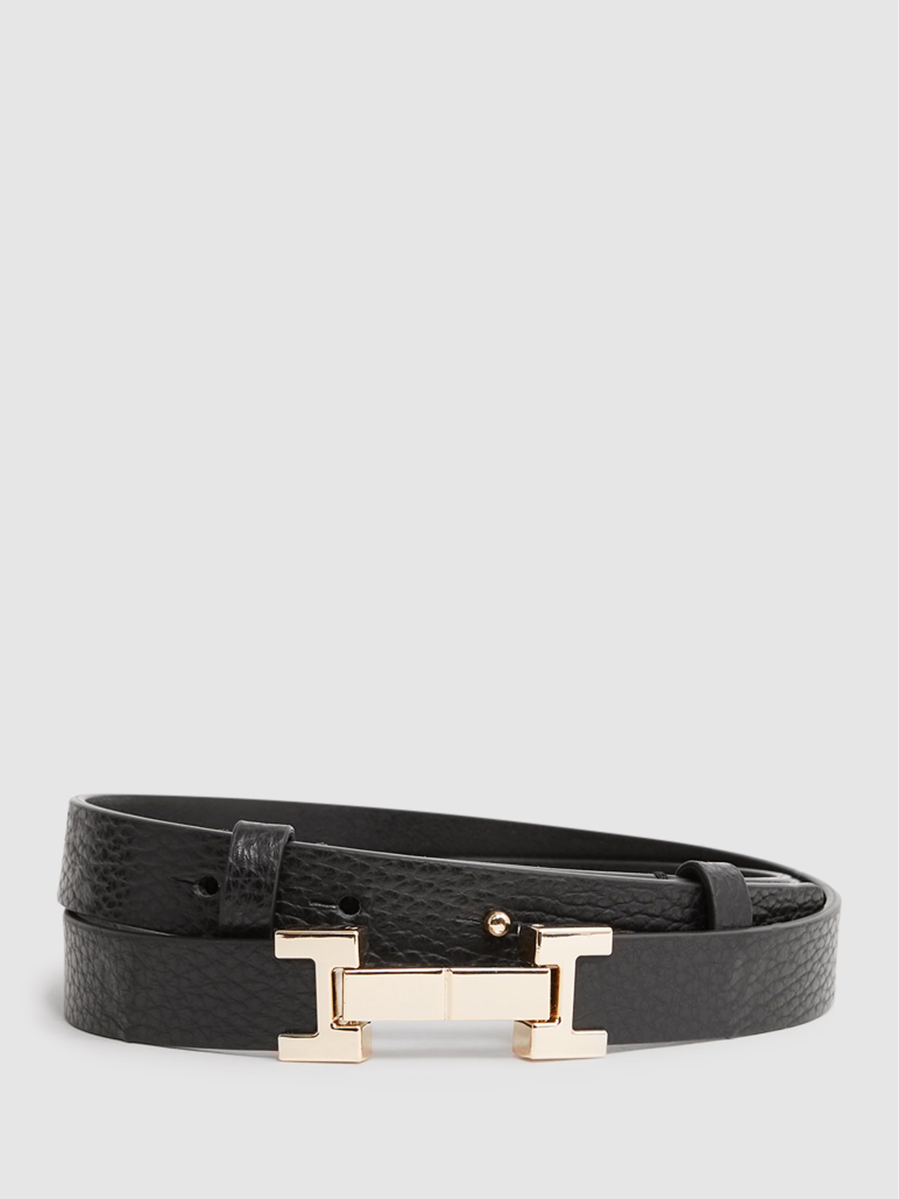 Leather Square Hinge Belt in Black - Image 1 of 4