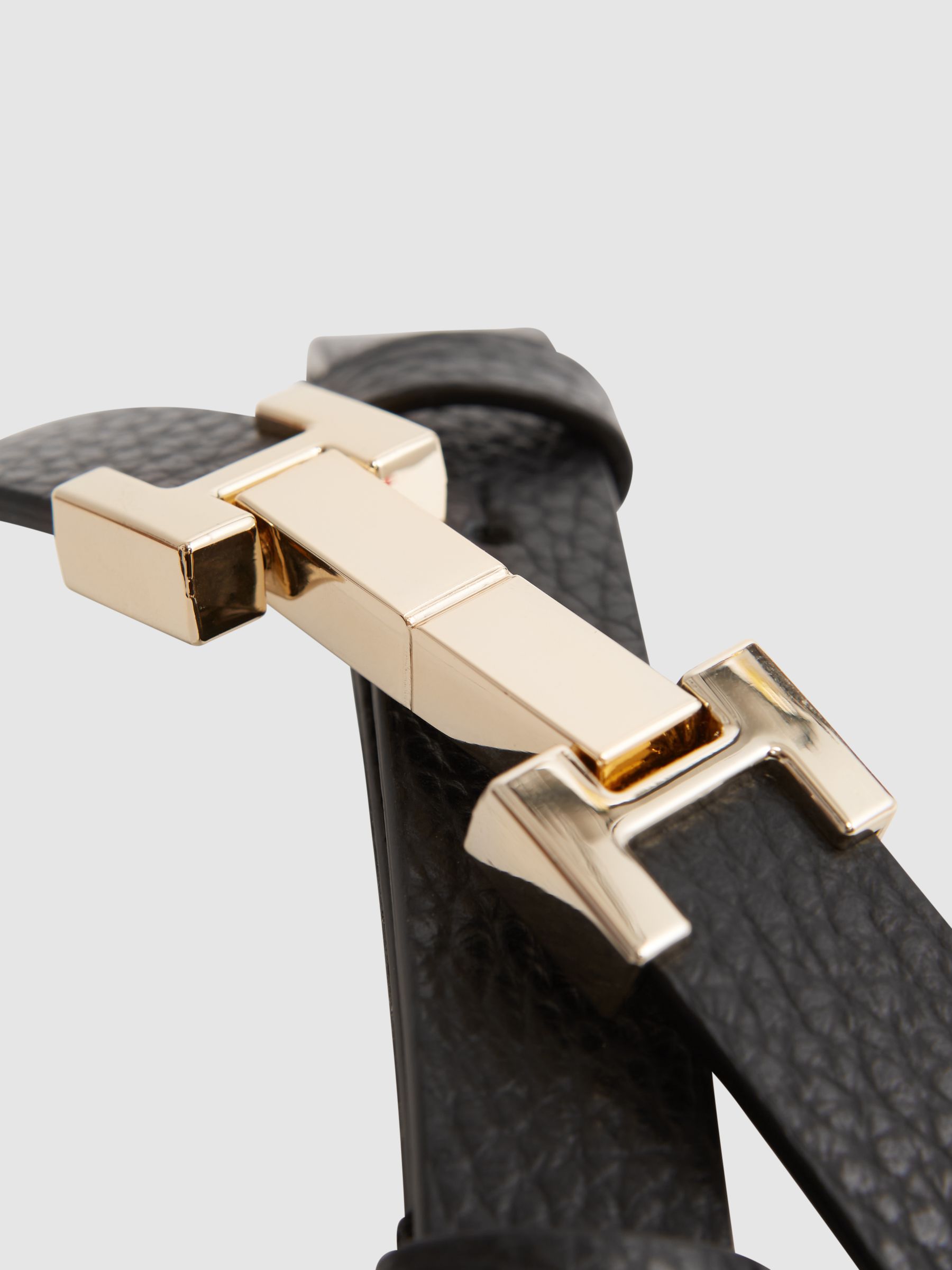 Leather Square Hinge Belt in Black - Image 4 of 4