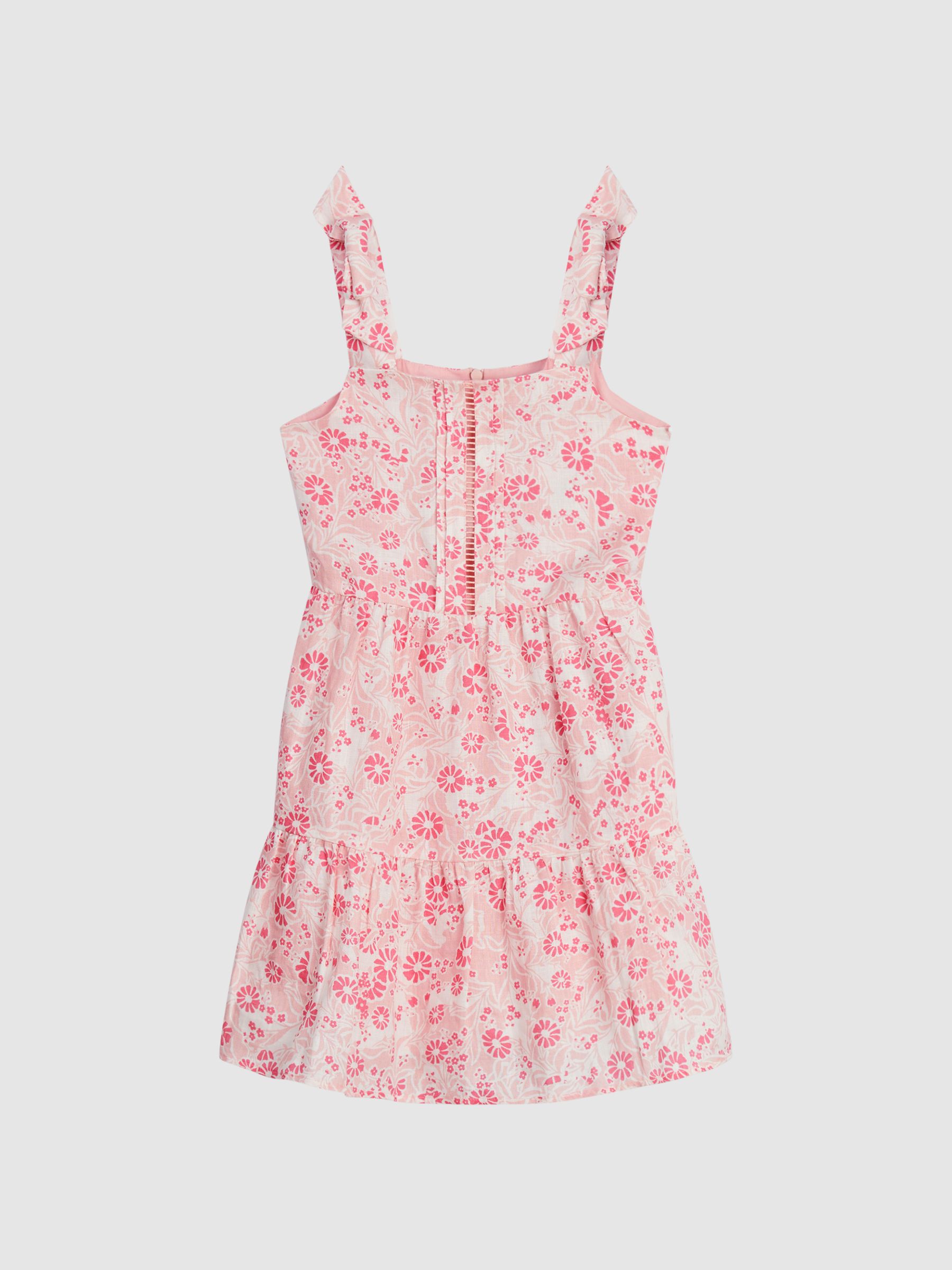 Printed Tie Shoulder Mini Dress in Pink Print - Image 2 of 6