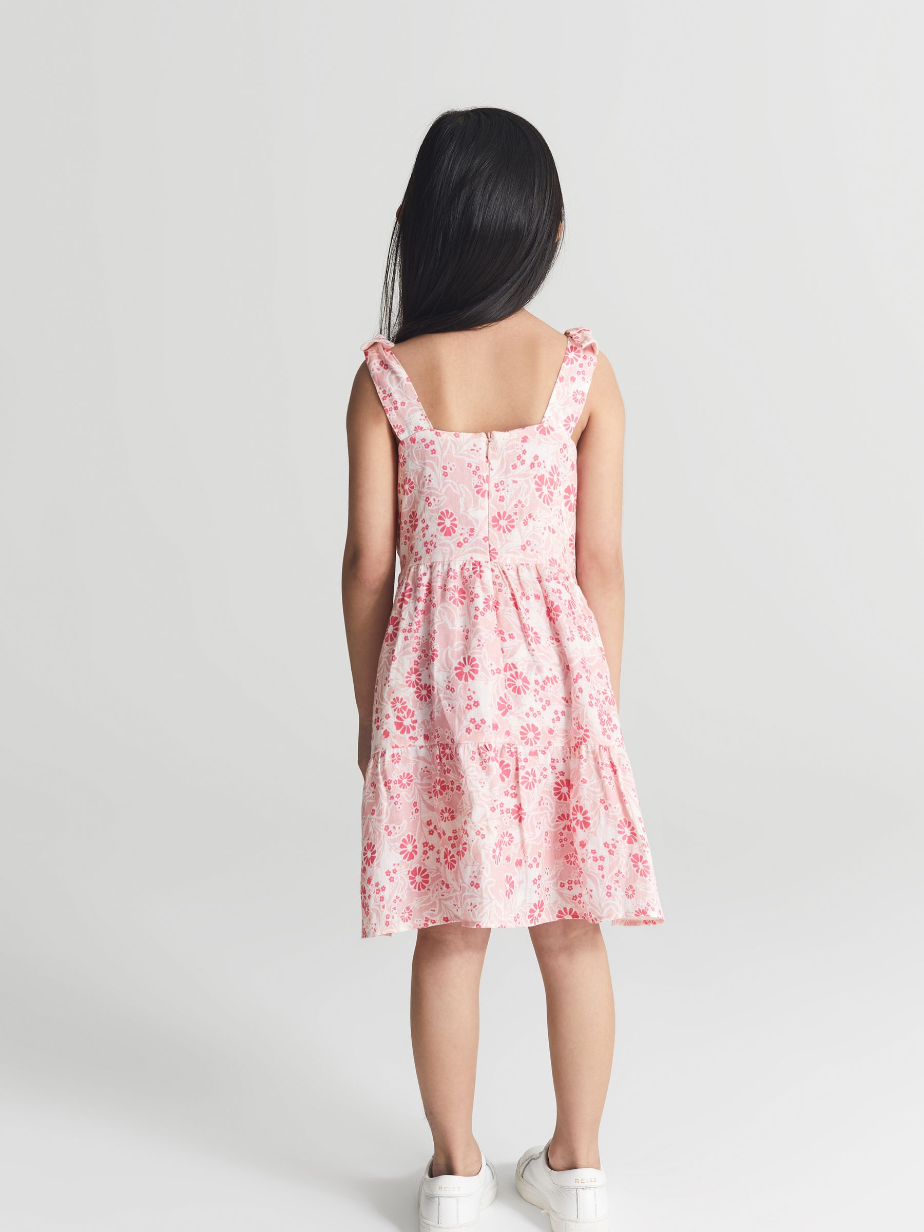 Printed Tie Shoulder Mini Dress in Pink Print - Image 5 of 6