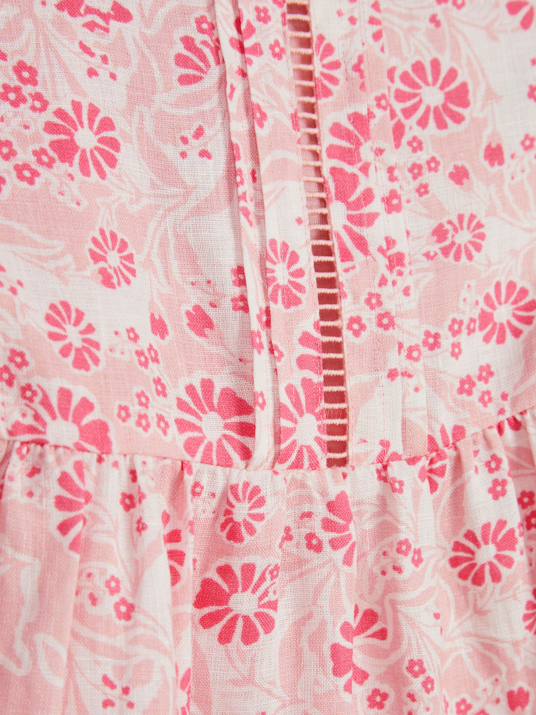 Printed Tie Shoulder Mini Dress in Pink Print - Image 6 of 6