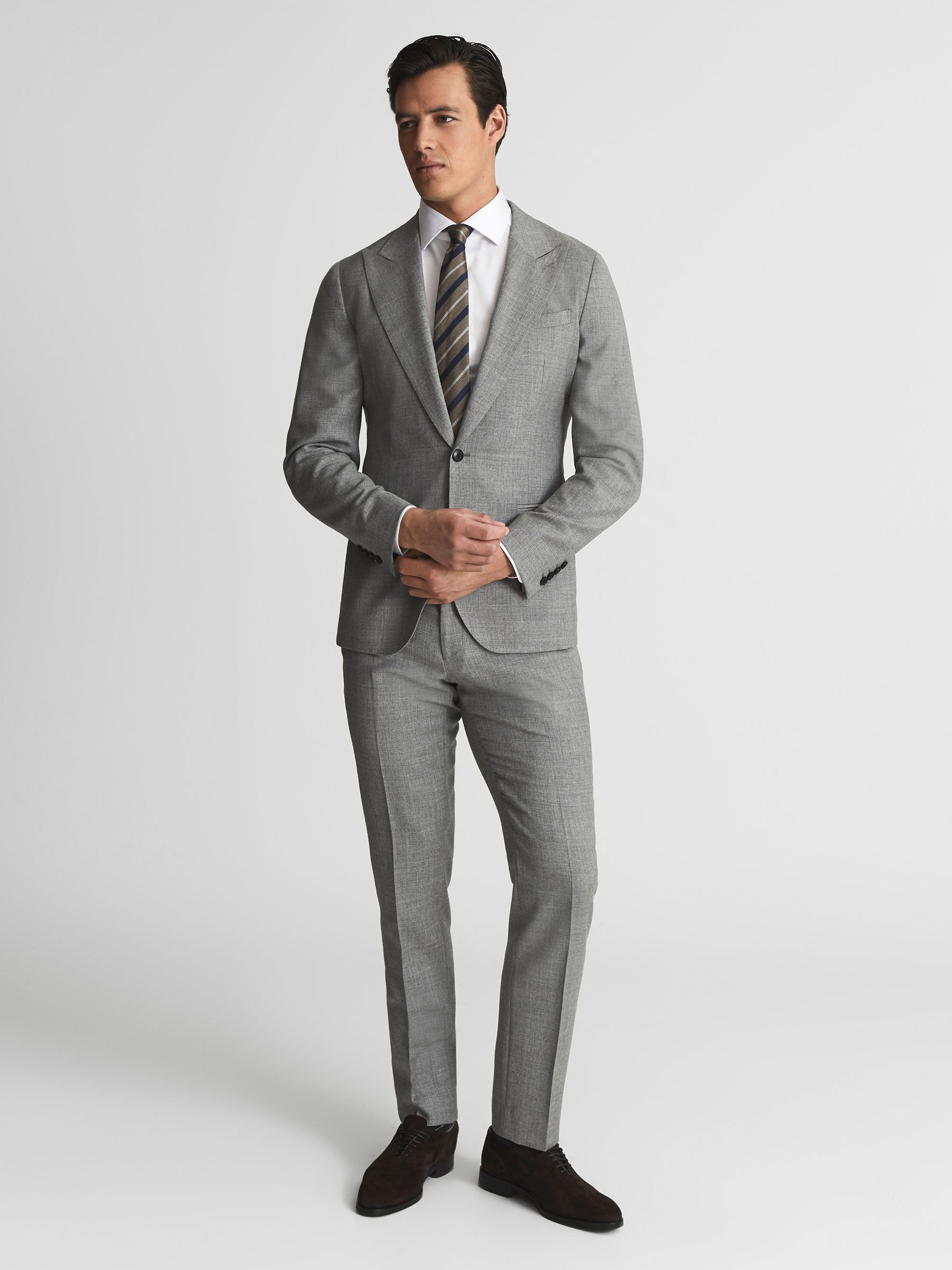 Buxley Grey Wool Wedding Suit Mixer Slim Fit Trousers - Image 1 of 5