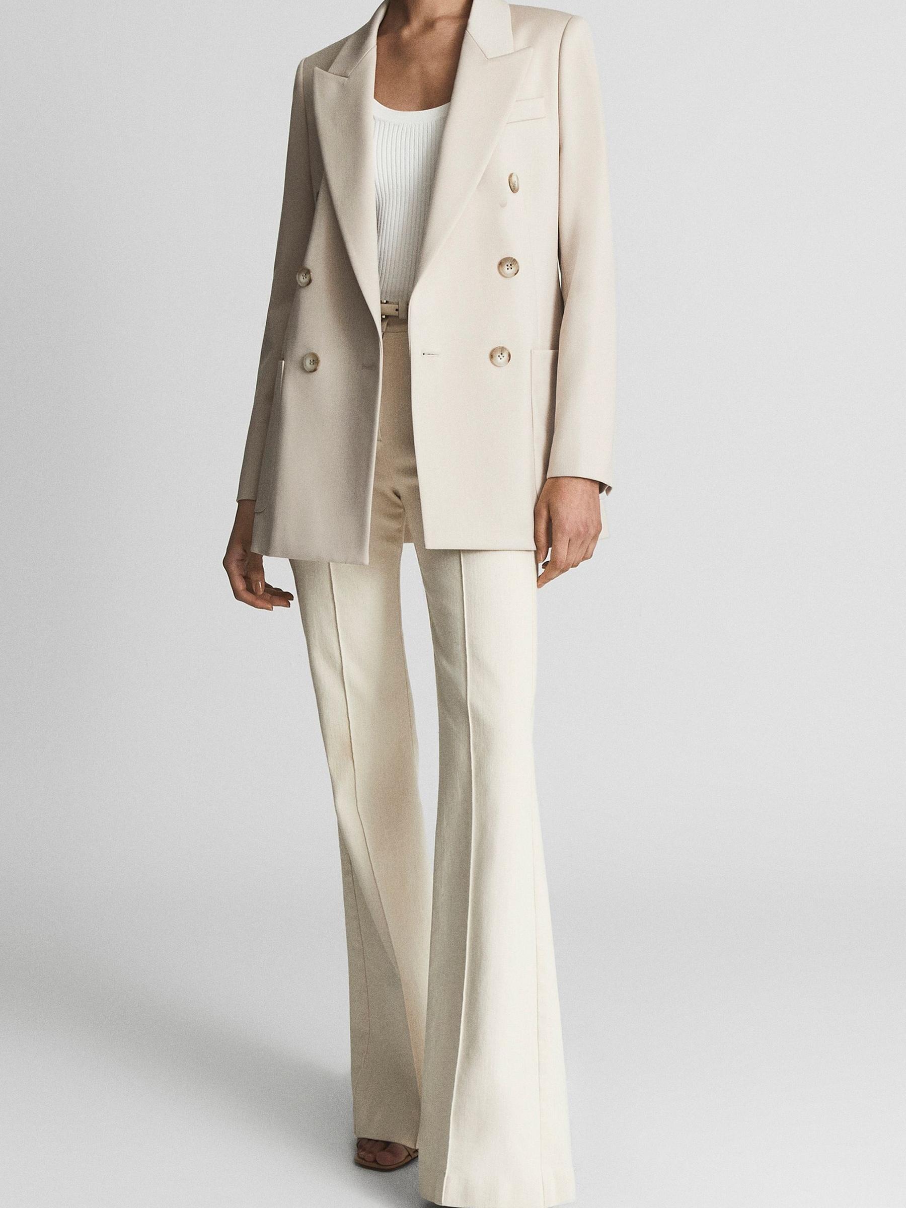 Double Breasted Twill Blazer in Neutral - Image 3 of 6