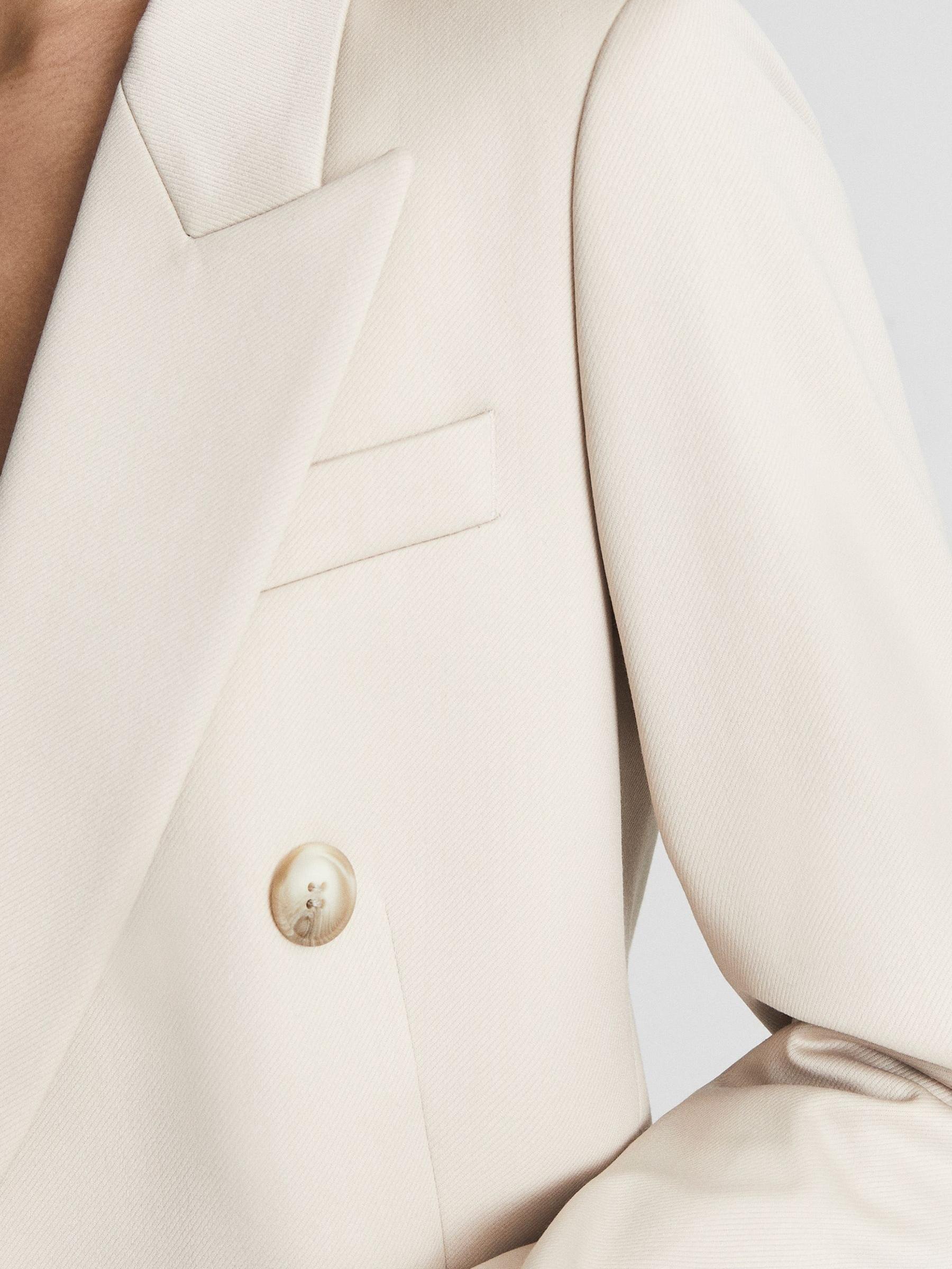 Double Breasted Twill Blazer in Neutral - Image 4 of 6